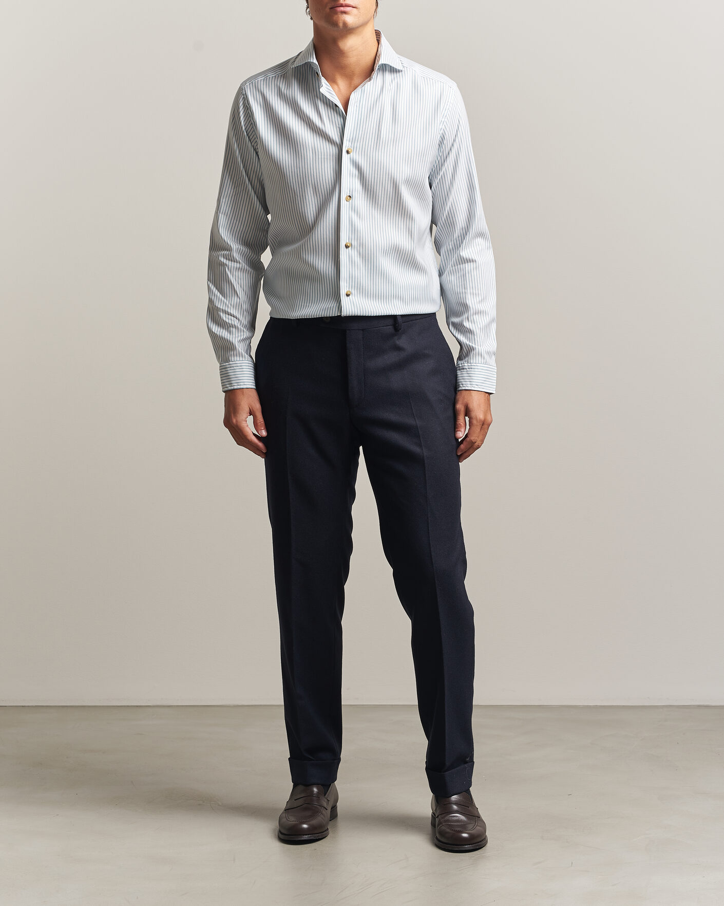 Herre | Skjorter | Eton | Casual Fit Signature Oxford Striped Shirt Mid Blue