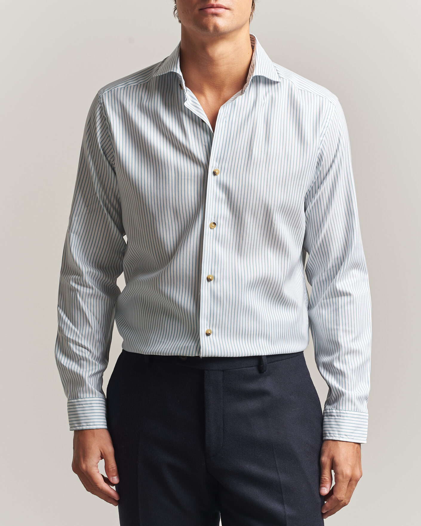 Herre | Skjorter | Eton | Casual Fit Signature Oxford Striped Shirt Mid Blue