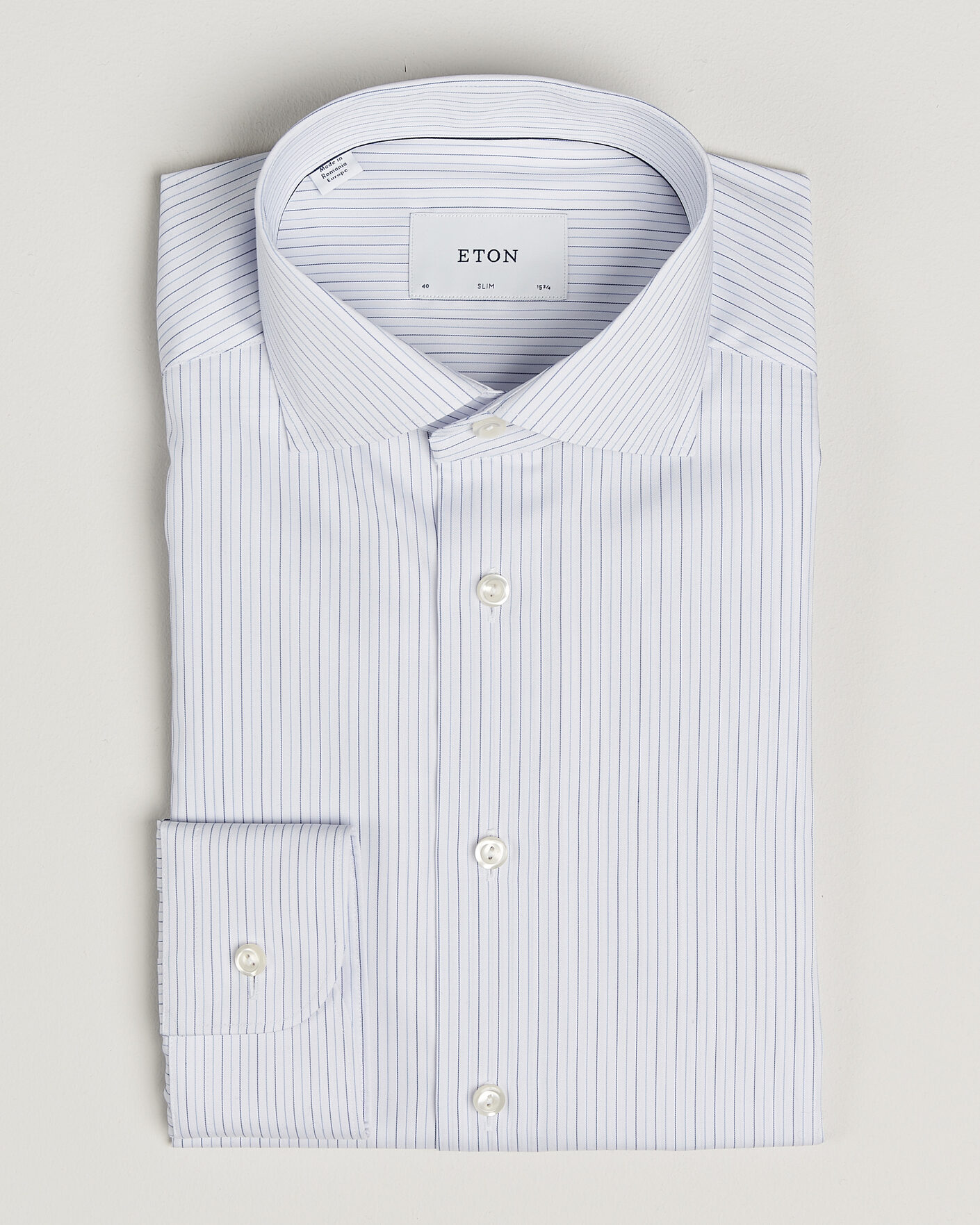 Herre | Skjorter | Eton | Slim Fit Fine Twill Striped Shirt Light Blue