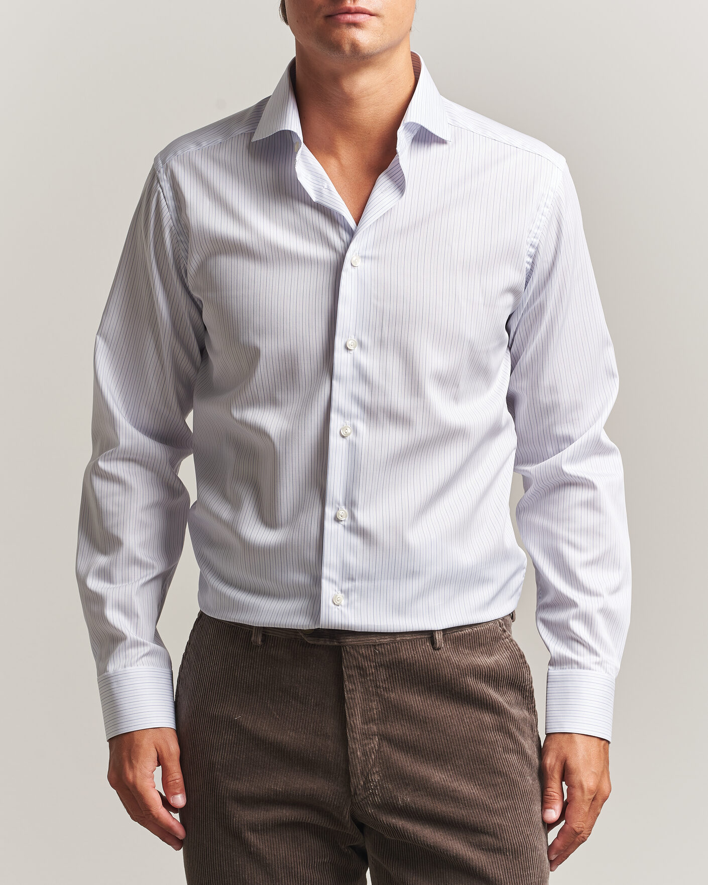 Herre | Skjorter | Eton | Slim Fit Fine Twill Striped Shirt Light Blue