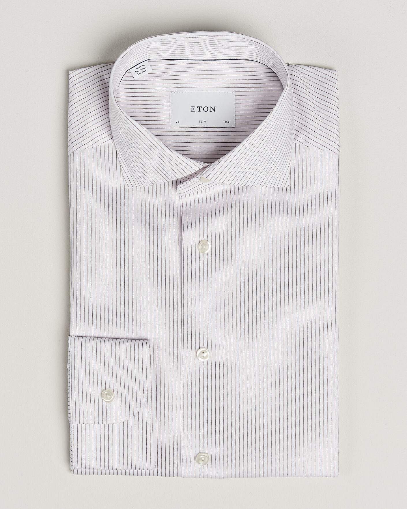 Herre | Skjorter | Eton | Slim Fit Fine Twill Striped Shirt Orange