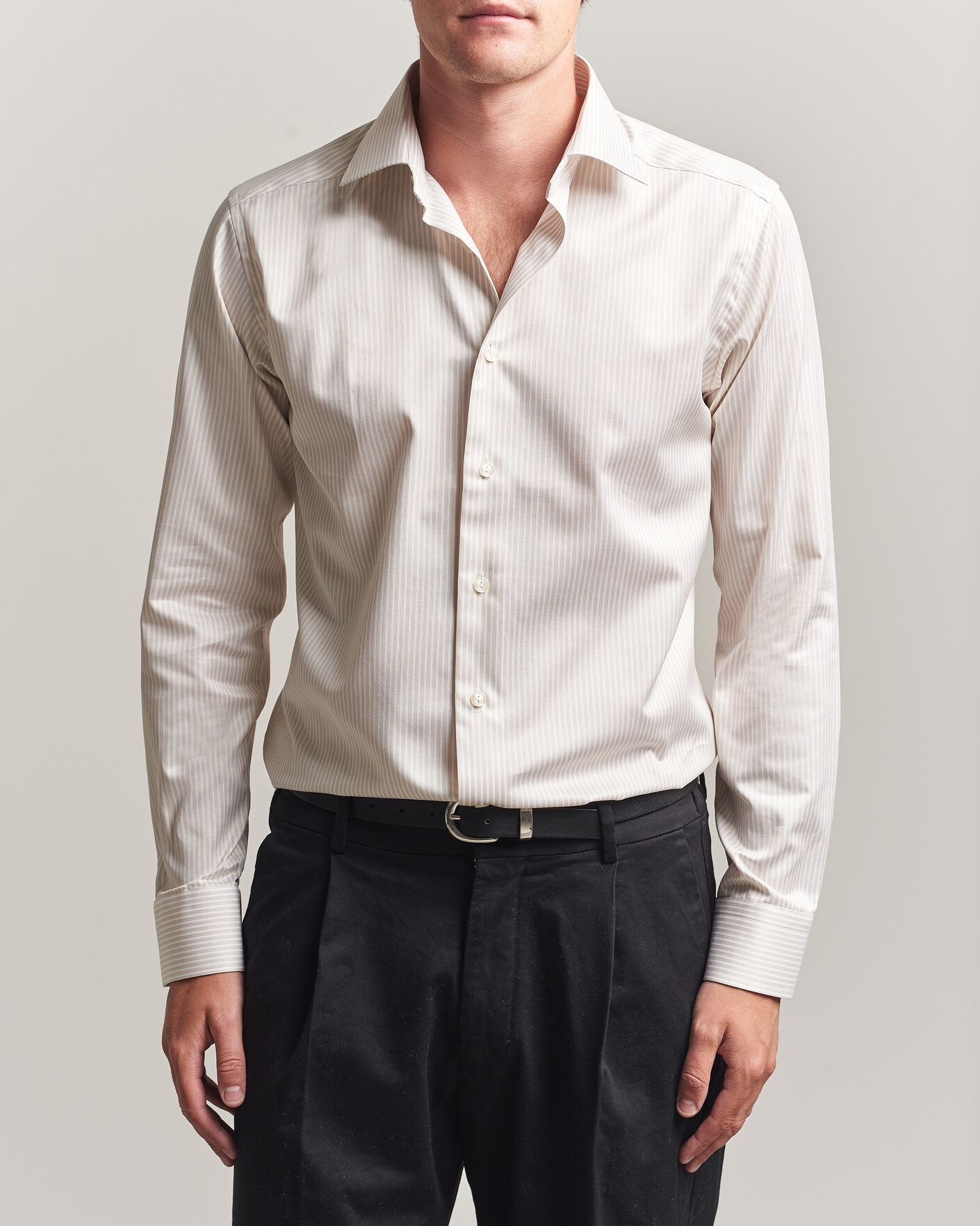Herre | Skjorter | Eton | Slim Fit Signature Twill Striped Shirt Beige