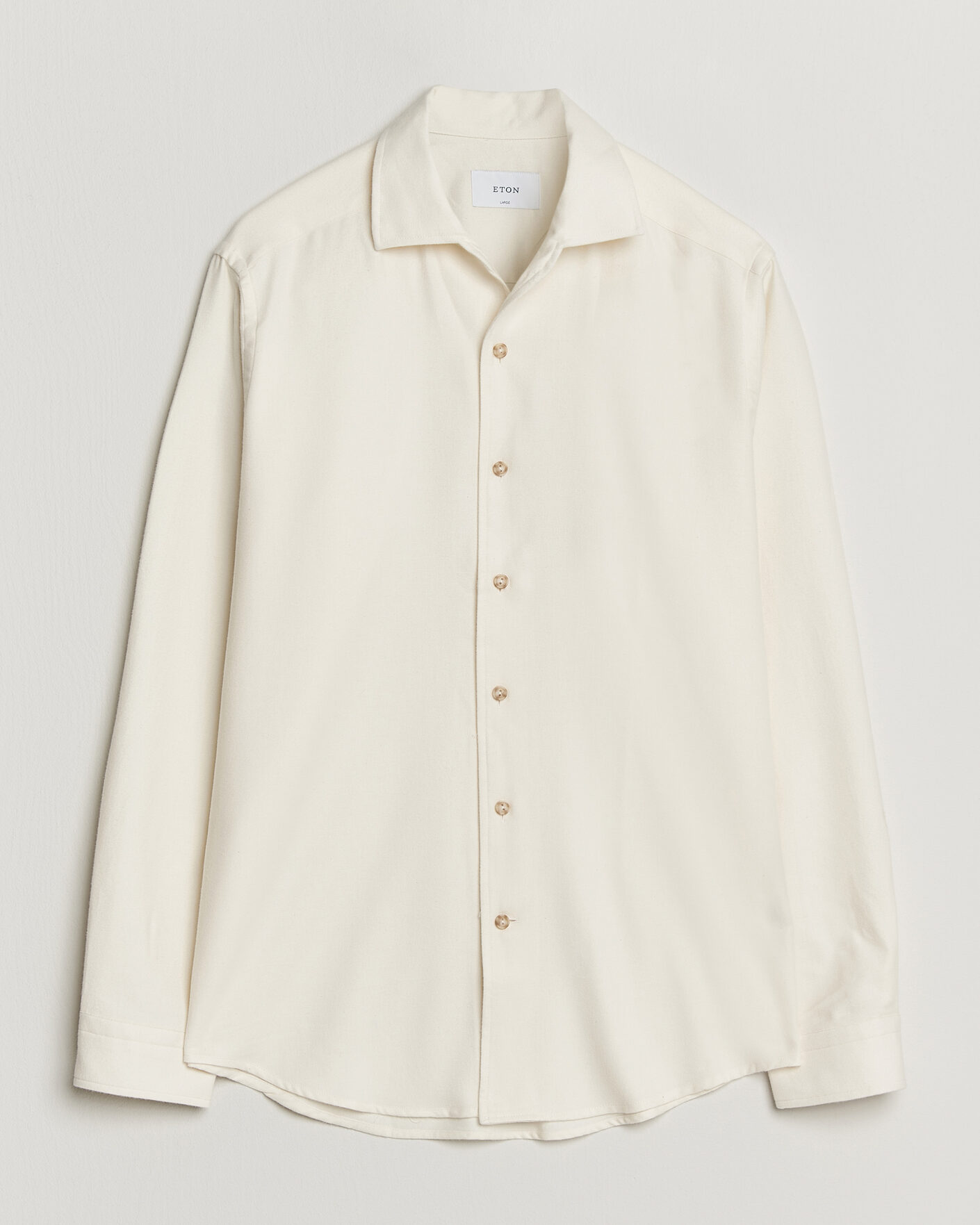 Herre | Skjorter | Eton | Casual Fit One Piece Collar Flannel Shirt Off White