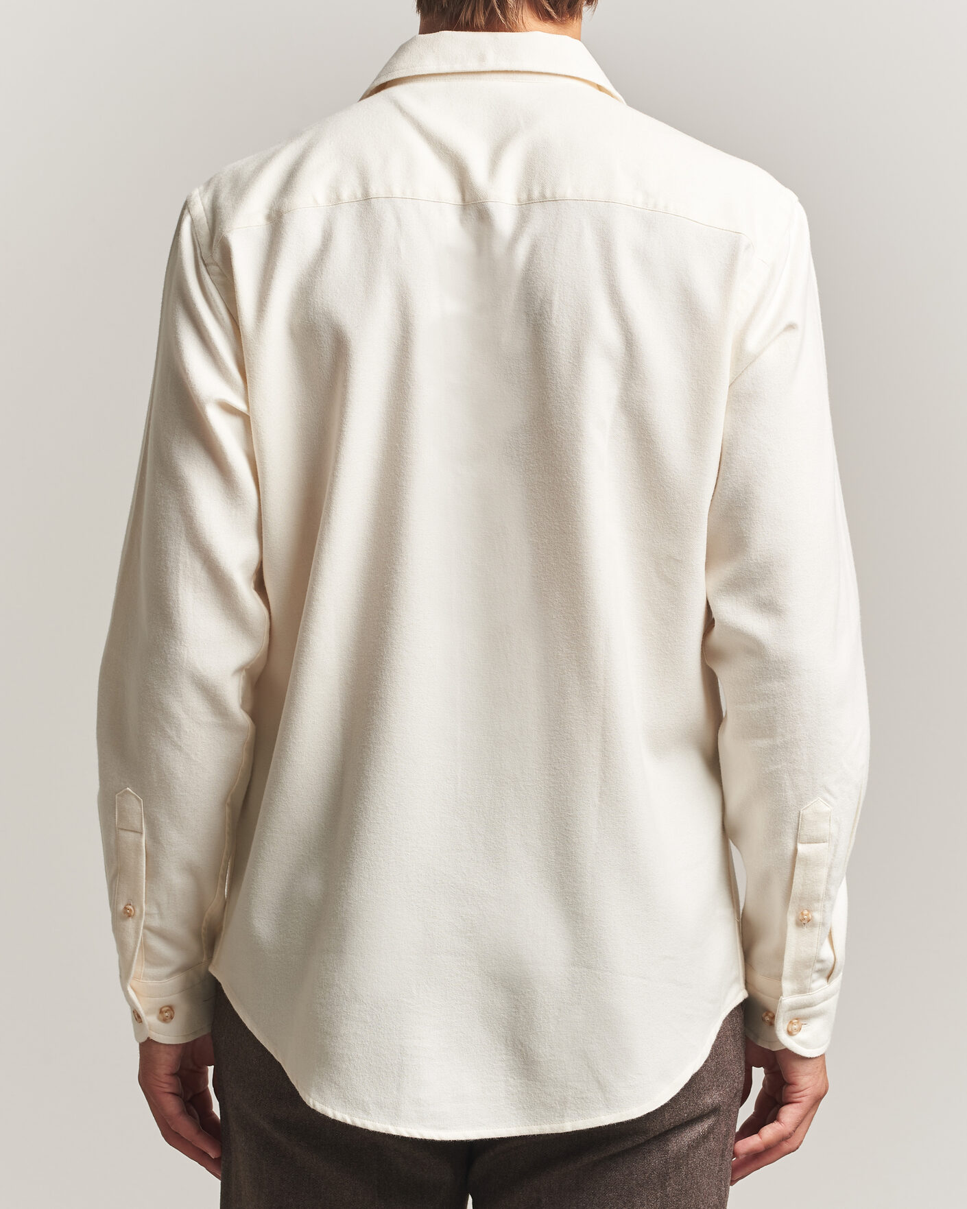 Herre | Skjorter | Eton | Casual Fit One Piece Collar Flannel Shirt Off White