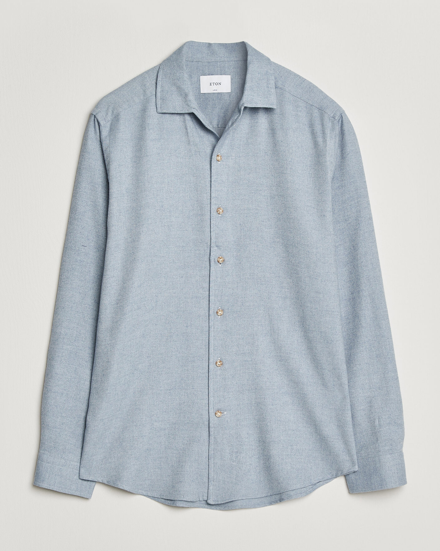 Herre | Skjorter | Eton | Casual Fit One Piece Collar Flannel Shirt Light Blue