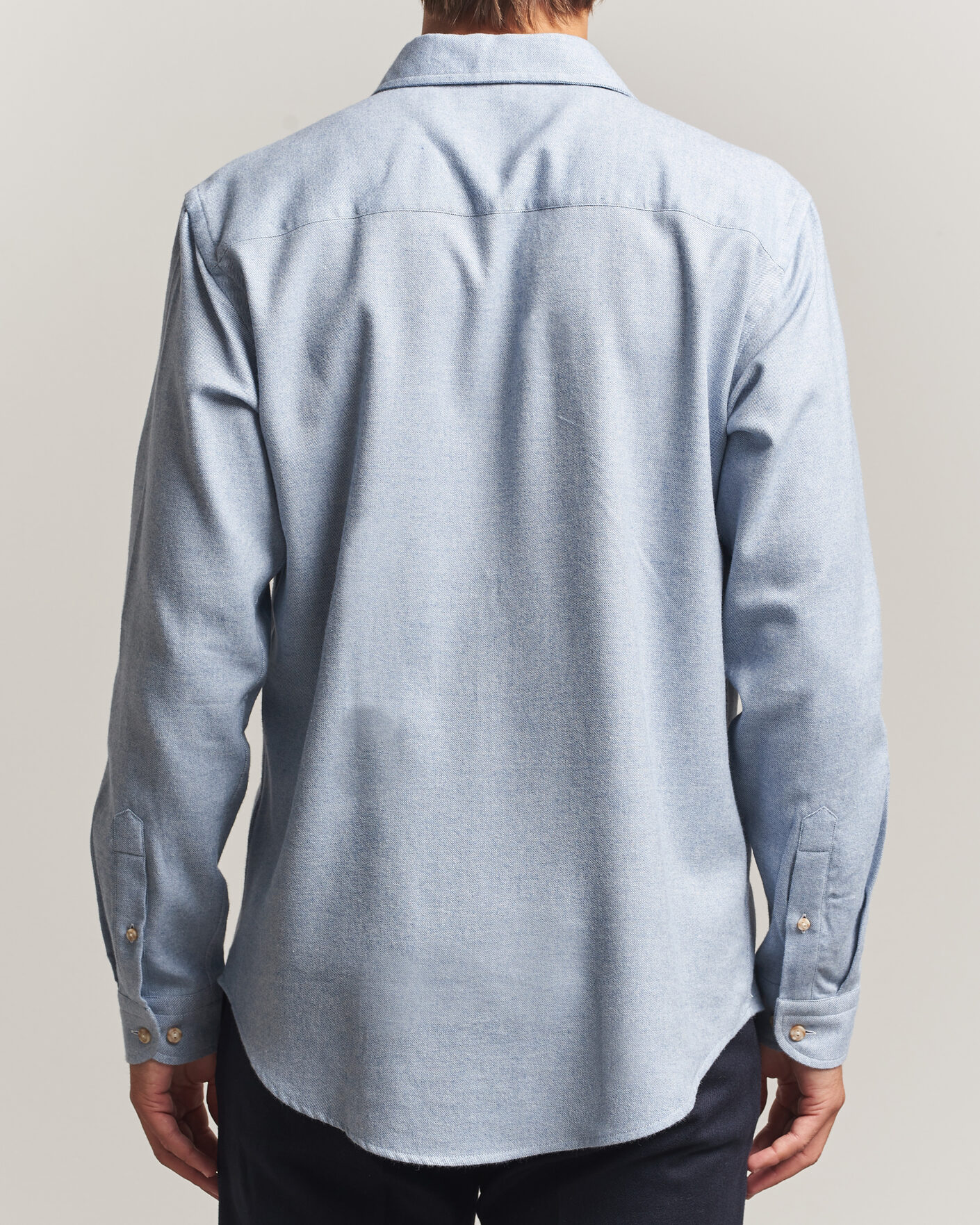 Herre | Skjorter | Eton | Casual Fit One Piece Collar Flannel Shirt Light Blue