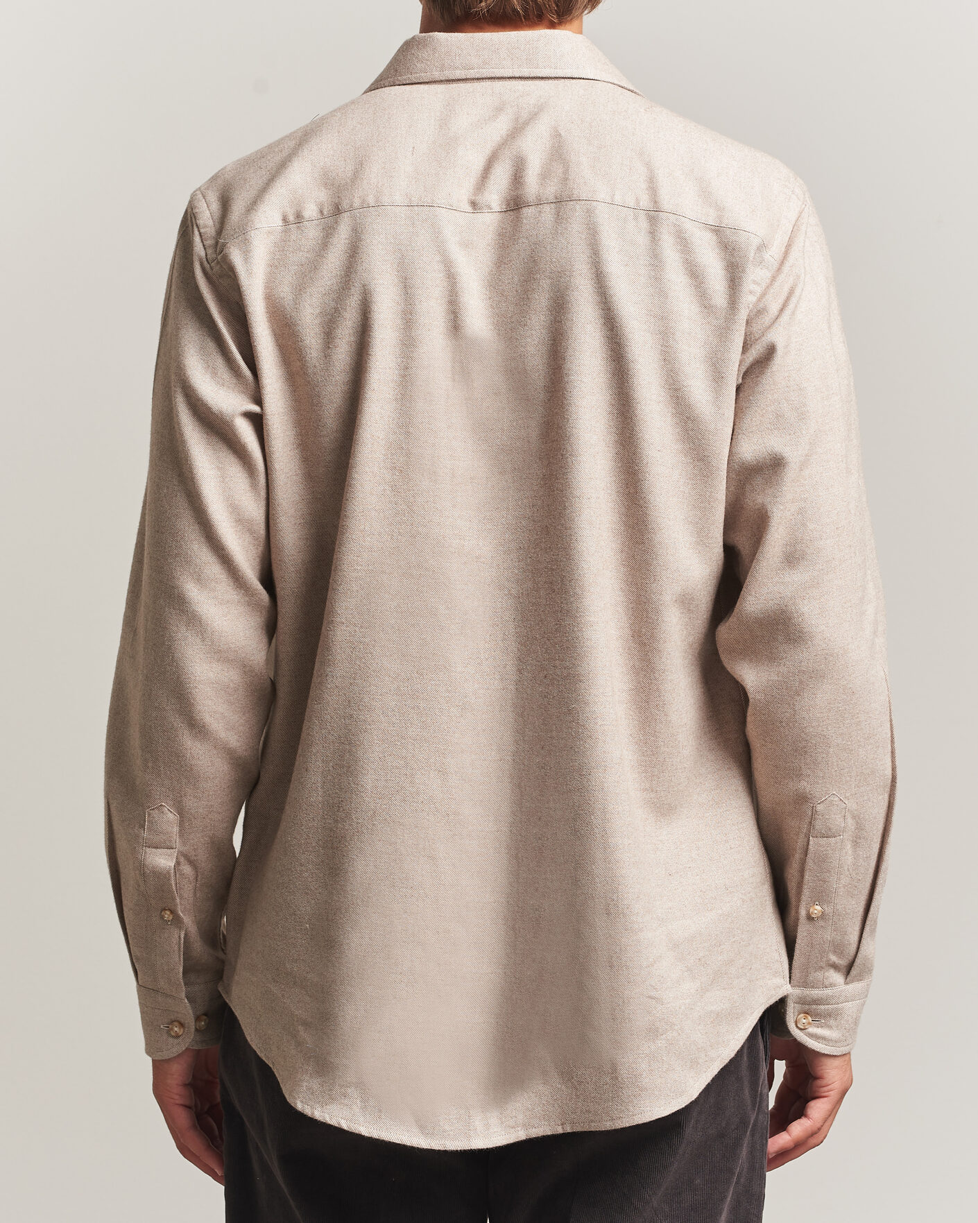 Herre | Skjorter | Eton | Casual Fit One Piece Collar Flannel Shirt Beige