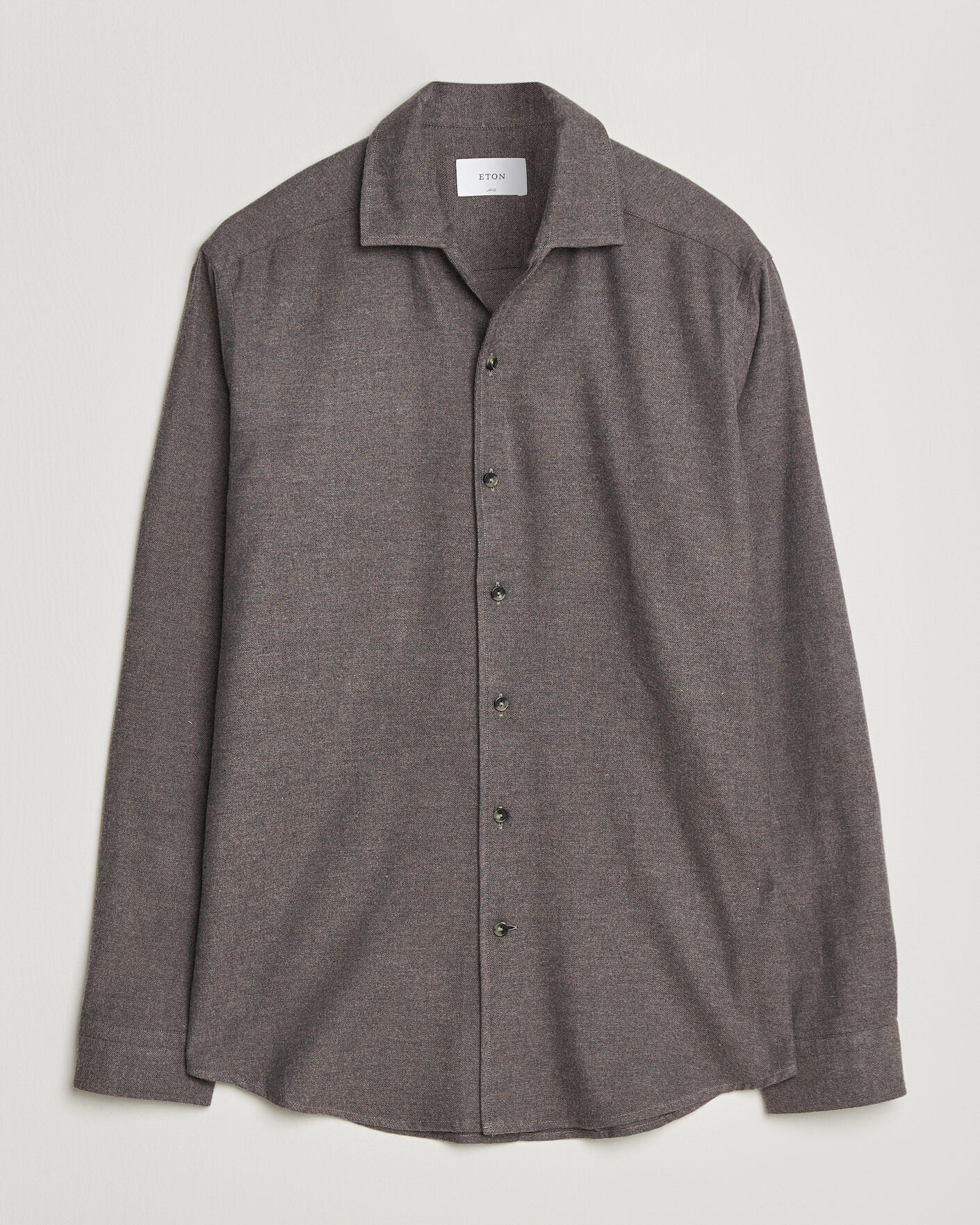 Herre | Skjorter | Eton | Casual Fit One Piece Collar Flannel Shirt Dark Brown