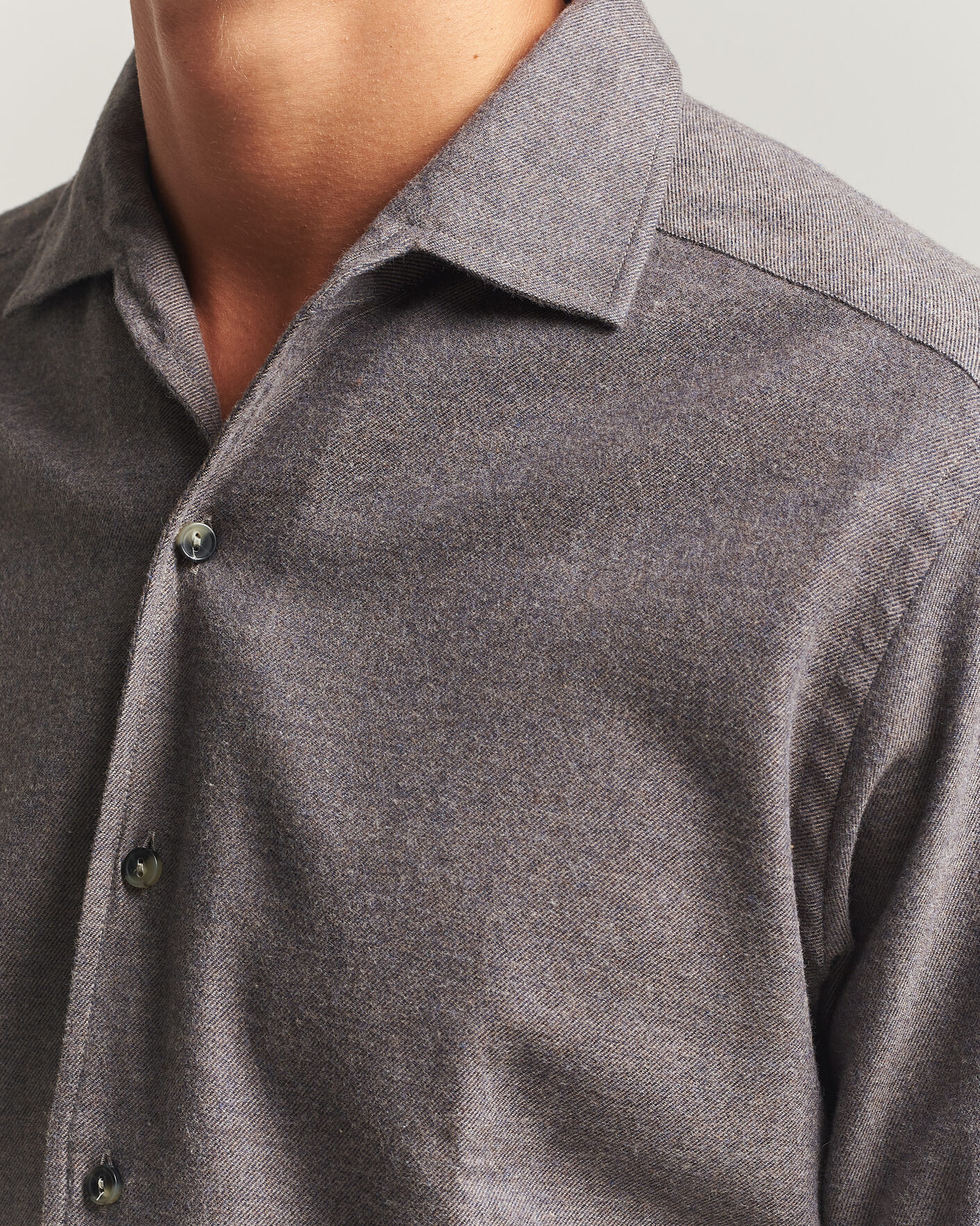 Herre | Skjorter | Eton | Casual Fit One Piece Collar Flannel Shirt Dark Brown