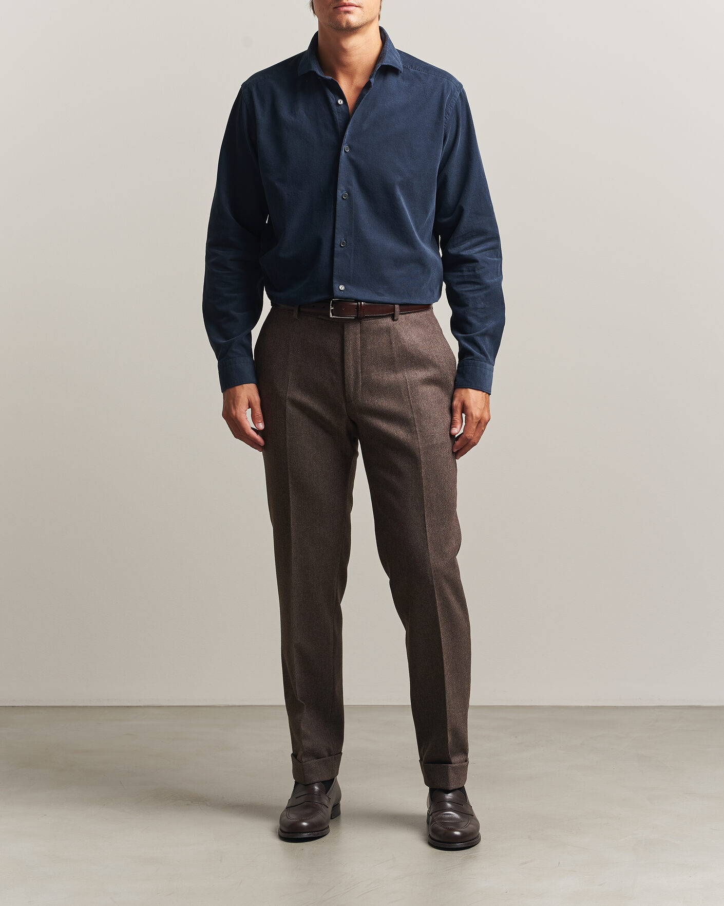 Herre | Skjorter | Eton | Casual Fit Corduroy Shirt Navy Blue