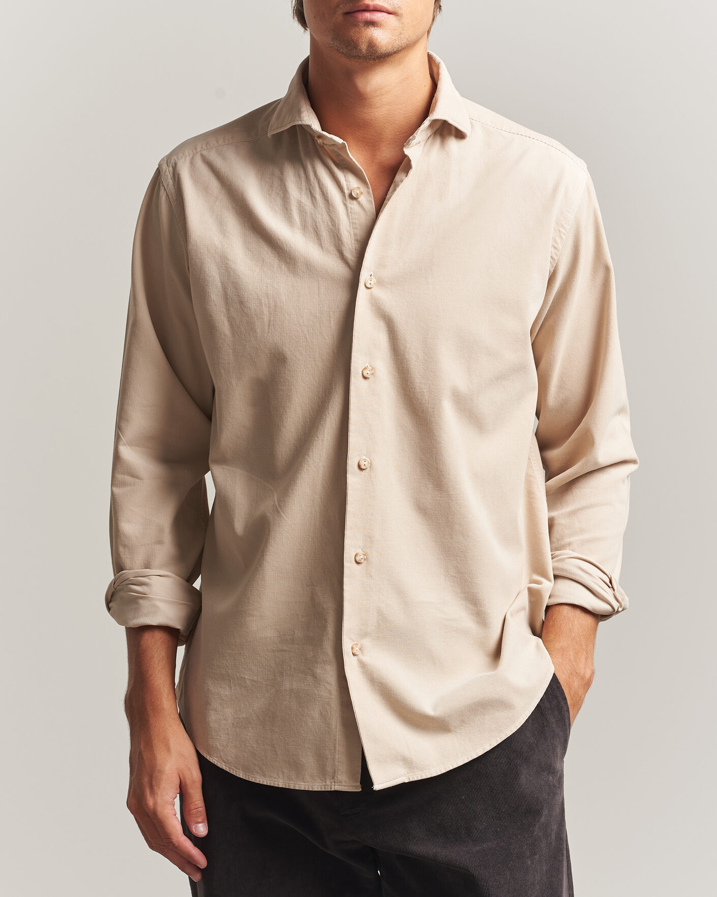 Herre | Skjorter | Eton | Casual Fit Corduroy Shirt Beige