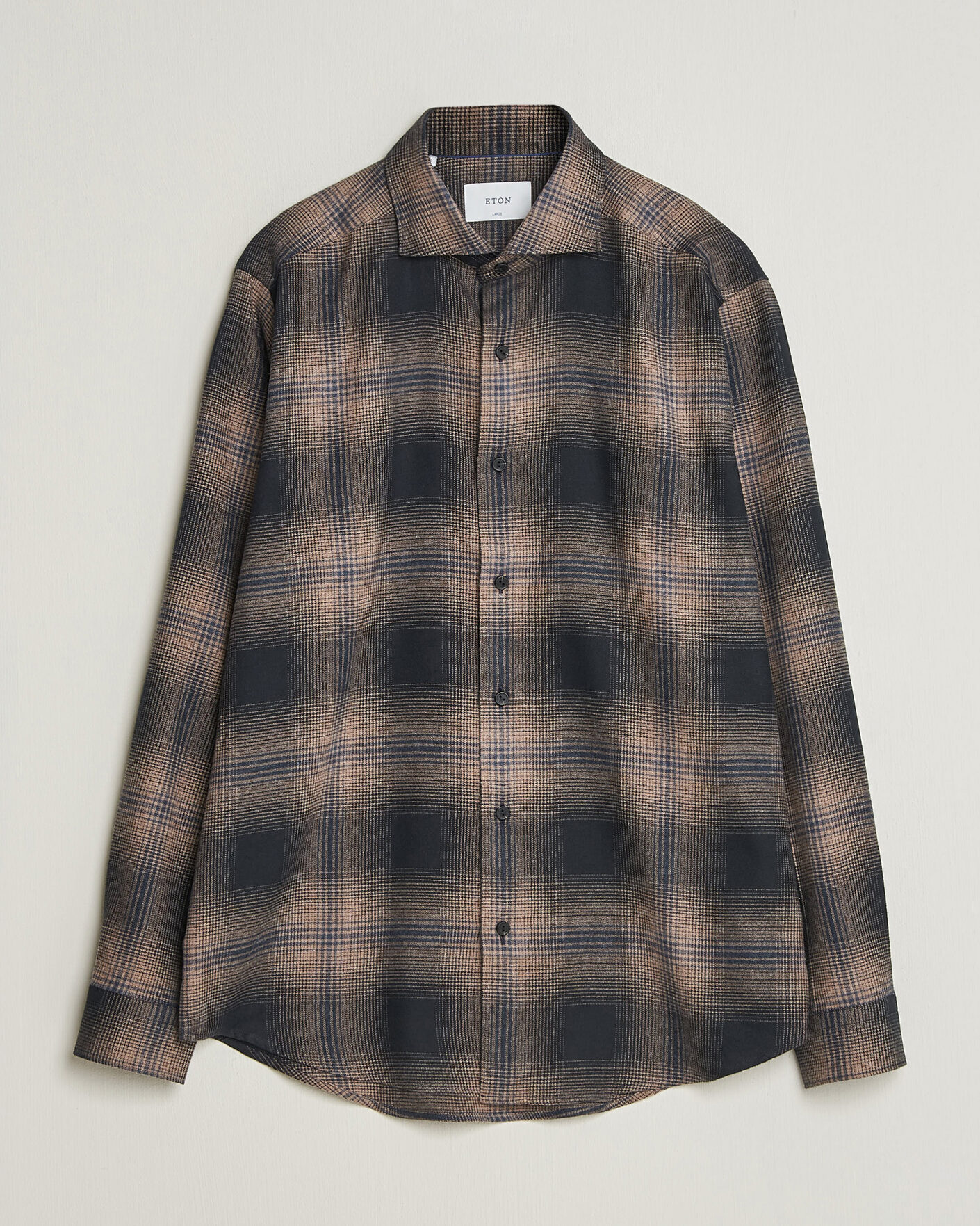 Herre | Skjorter | Eton | Casual Fit Checked Flannel Shirt Navy Blue
