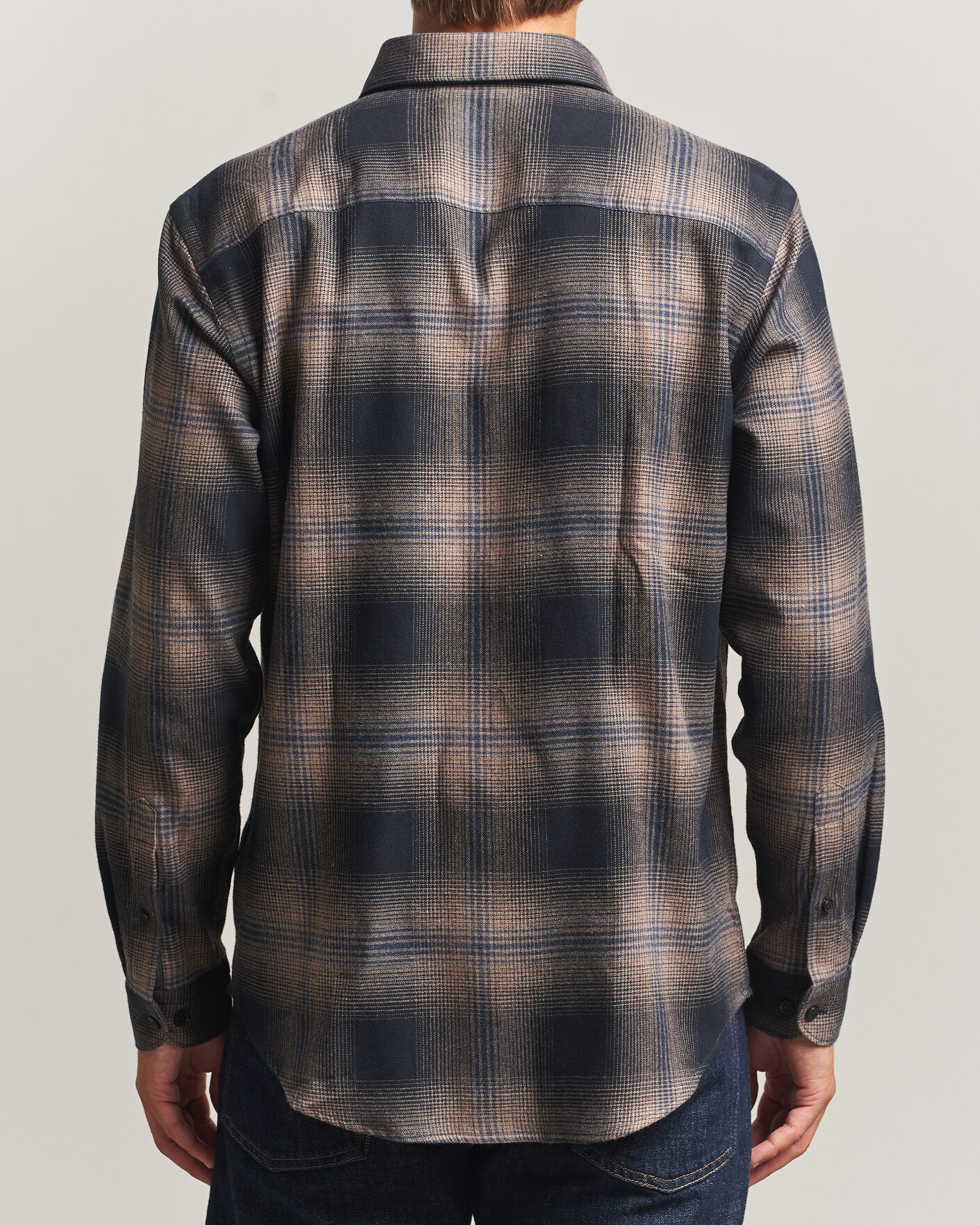 Herre | Skjorter | Eton | Casual Fit Checked Flannel Shirt Navy Blue