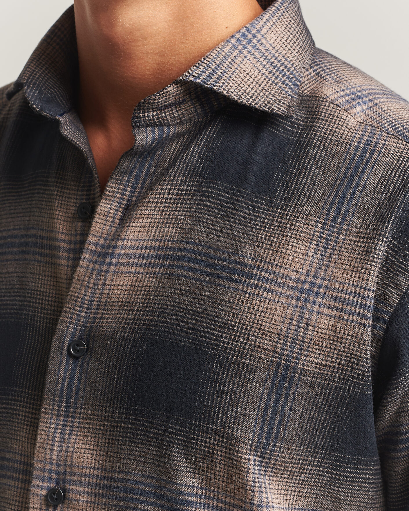 Herre | Skjorter | Eton | Casual Fit Checked Flannel Shirt Navy Blue