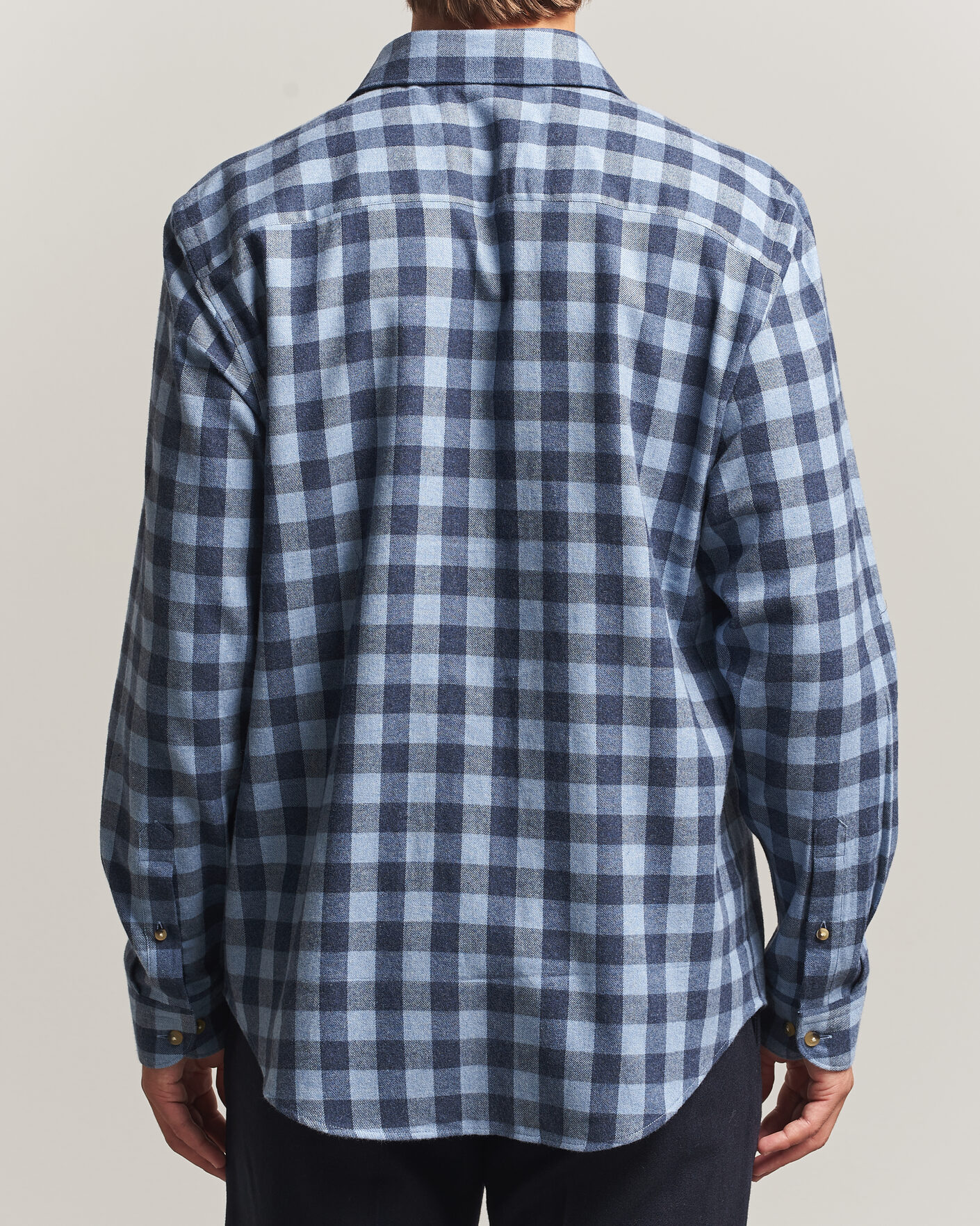 Herre | Skjorter | Eton | Casual Fit Checked Flannel Shirt Mid Blue