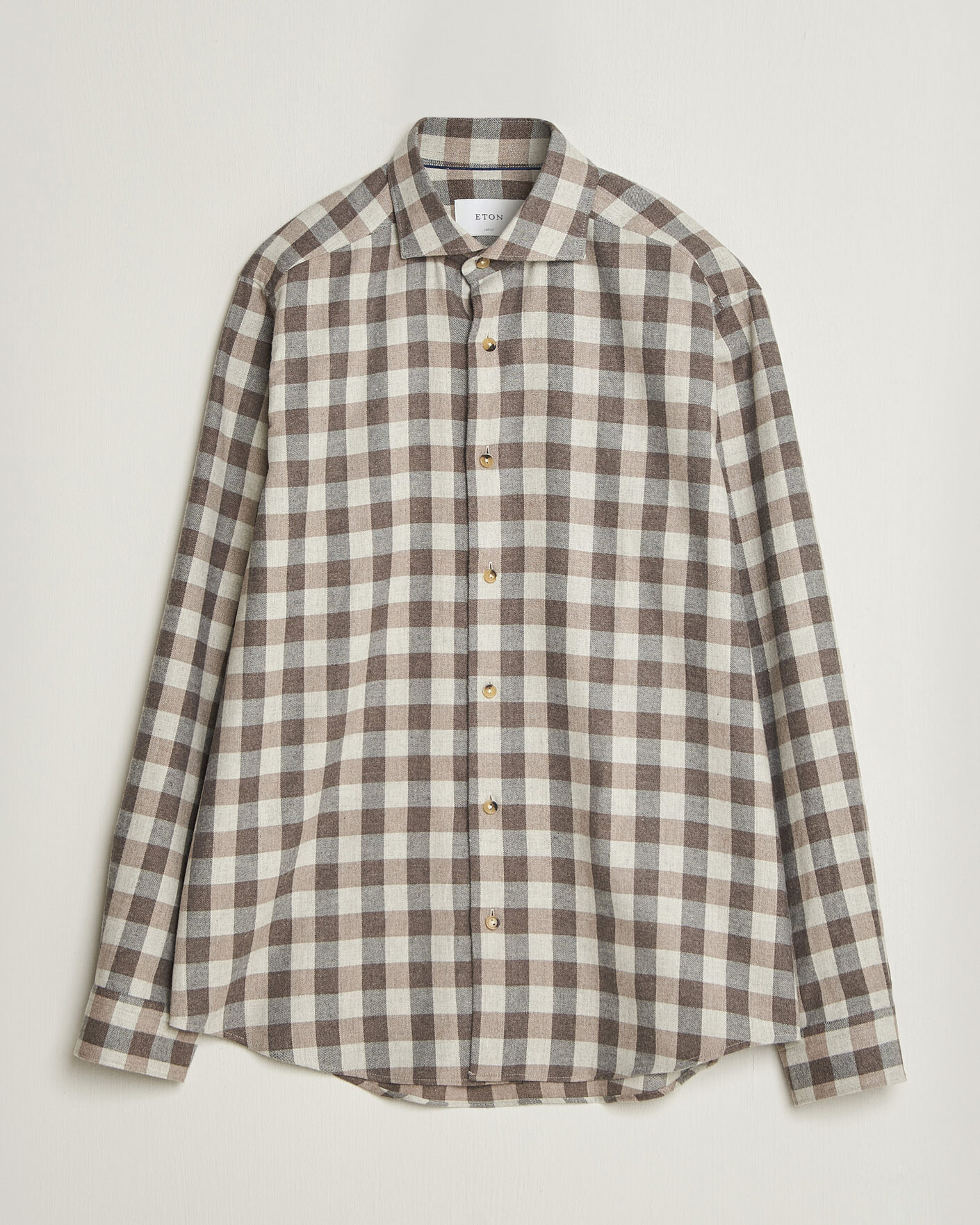 Herre | Skjorter | Eton | Casual Fit Checked Flannel Shirt Beige
