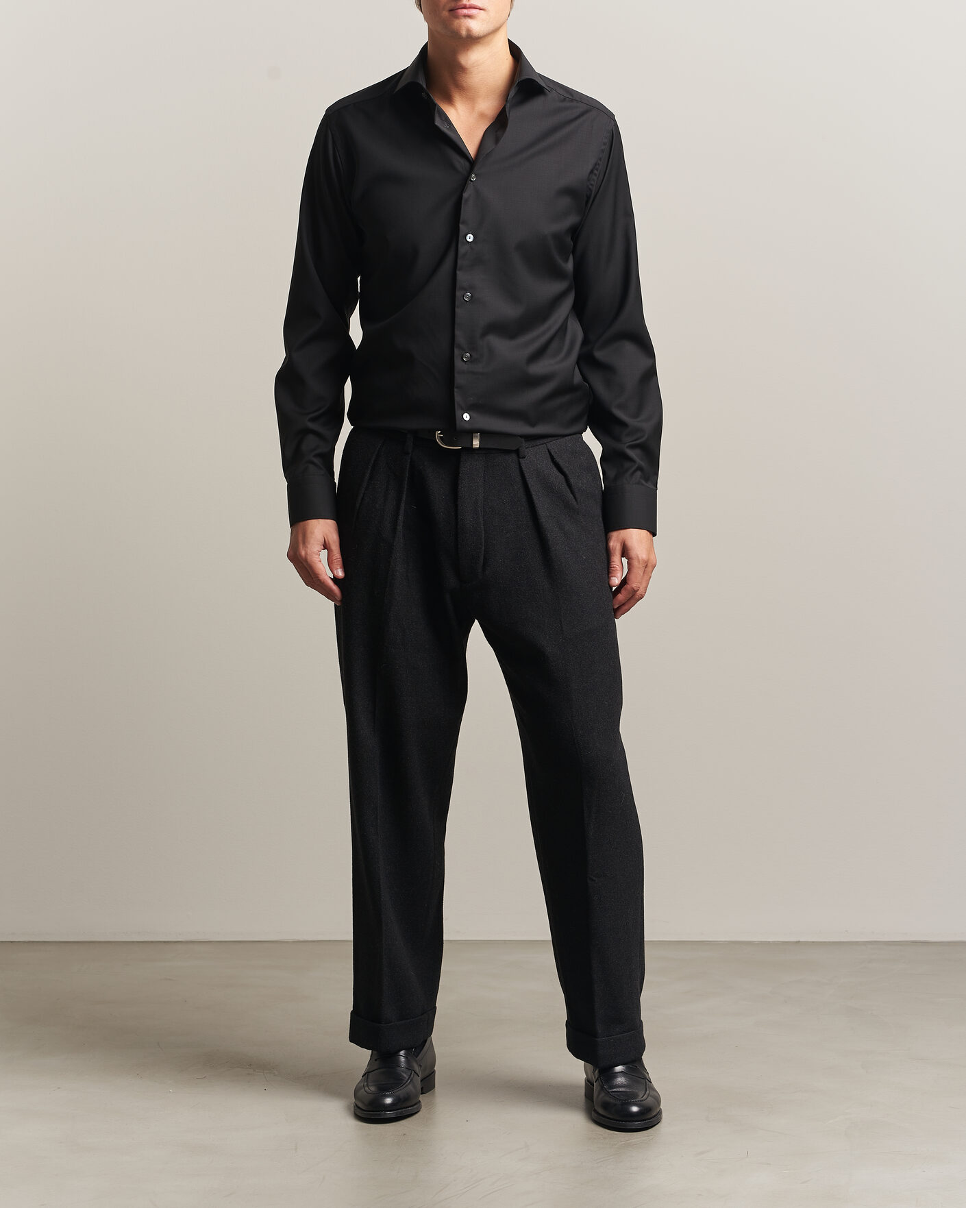 Herre | Skjorter | Eton | Slim Fit Merino Shirt Black