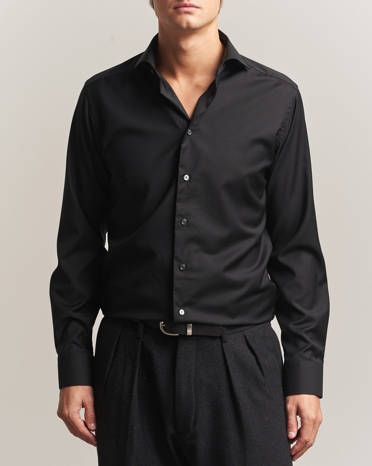 Herre | Skjorter | Eton | Slim Fit Merino Shirt Black