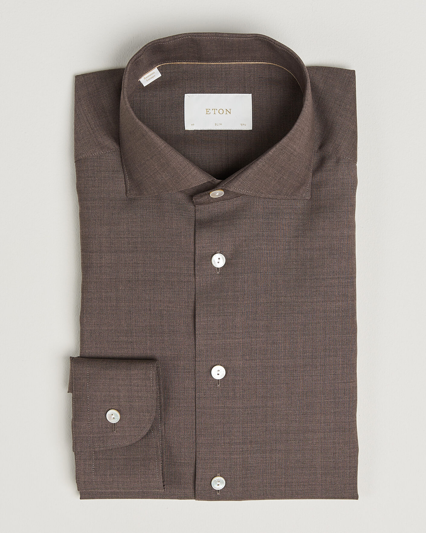 Herre | Skjorter | Eton | Slim Fit Merino Shirt Brown