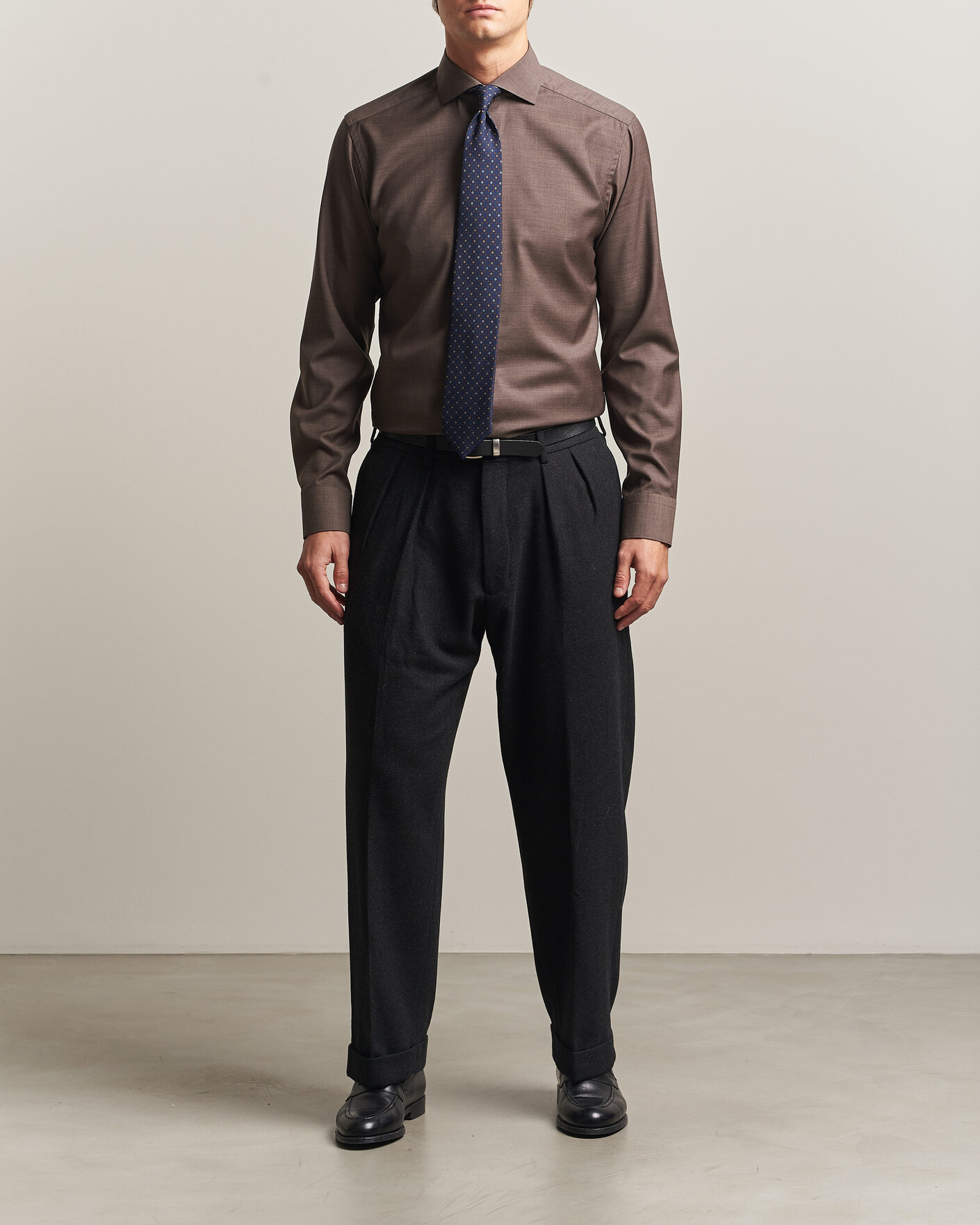 Herre | Skjorter | Eton | Slim Fit Merino Shirt Brown