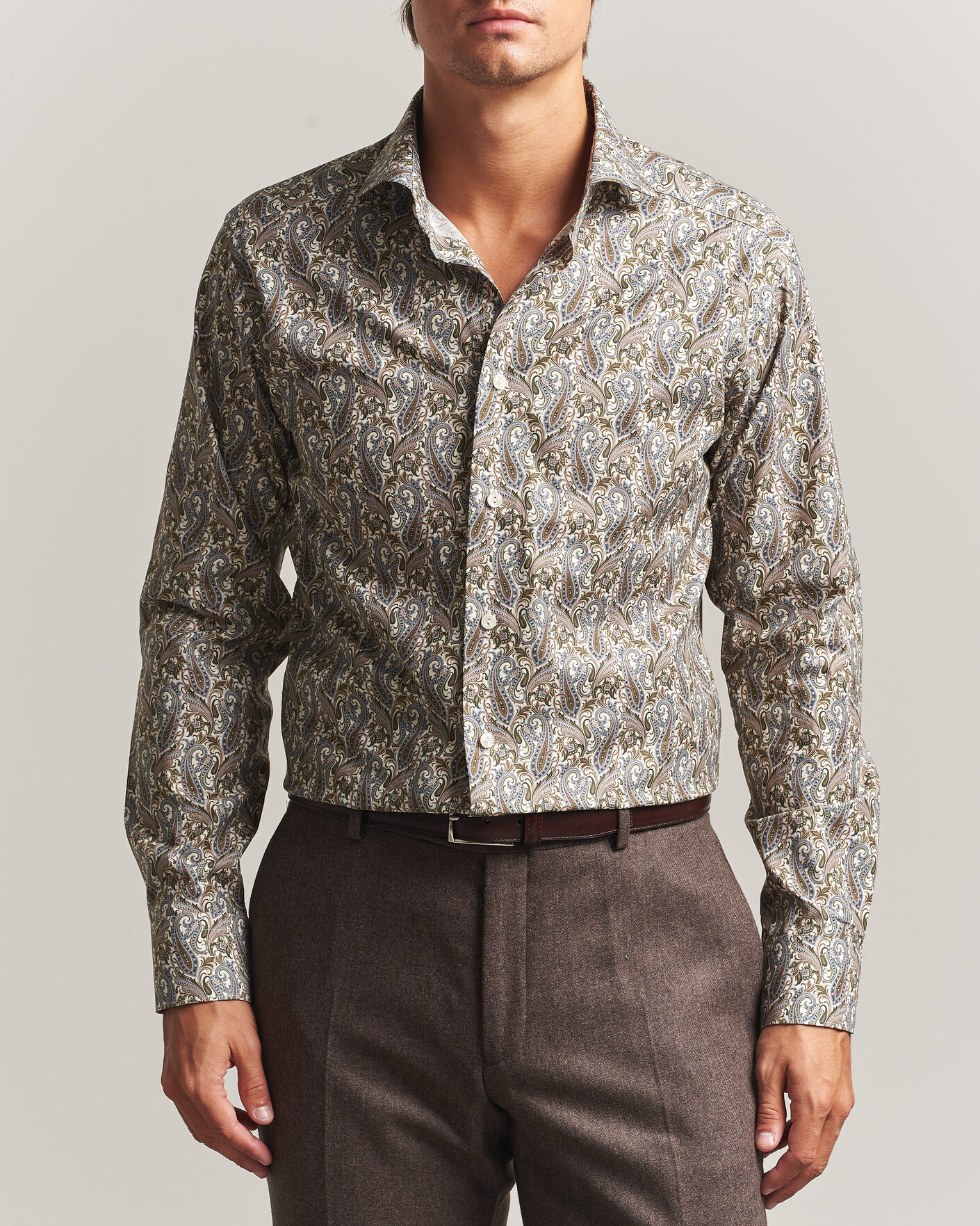 Herre | Skjorter | Eton | Slim Fit Signature Twill Printed Shirt Green Multi