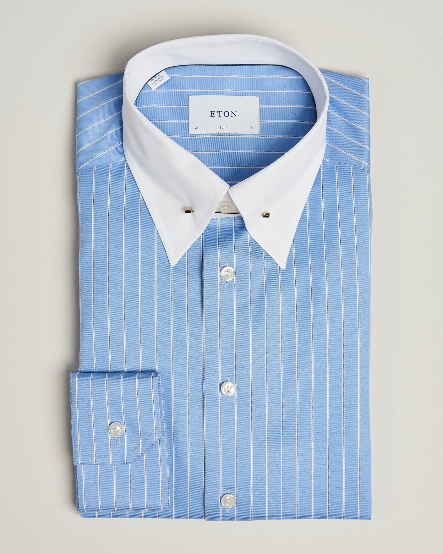 Herre | Skjorter | Eton | Slim Fit Signature Twill Striped Shirt Mid Blue
