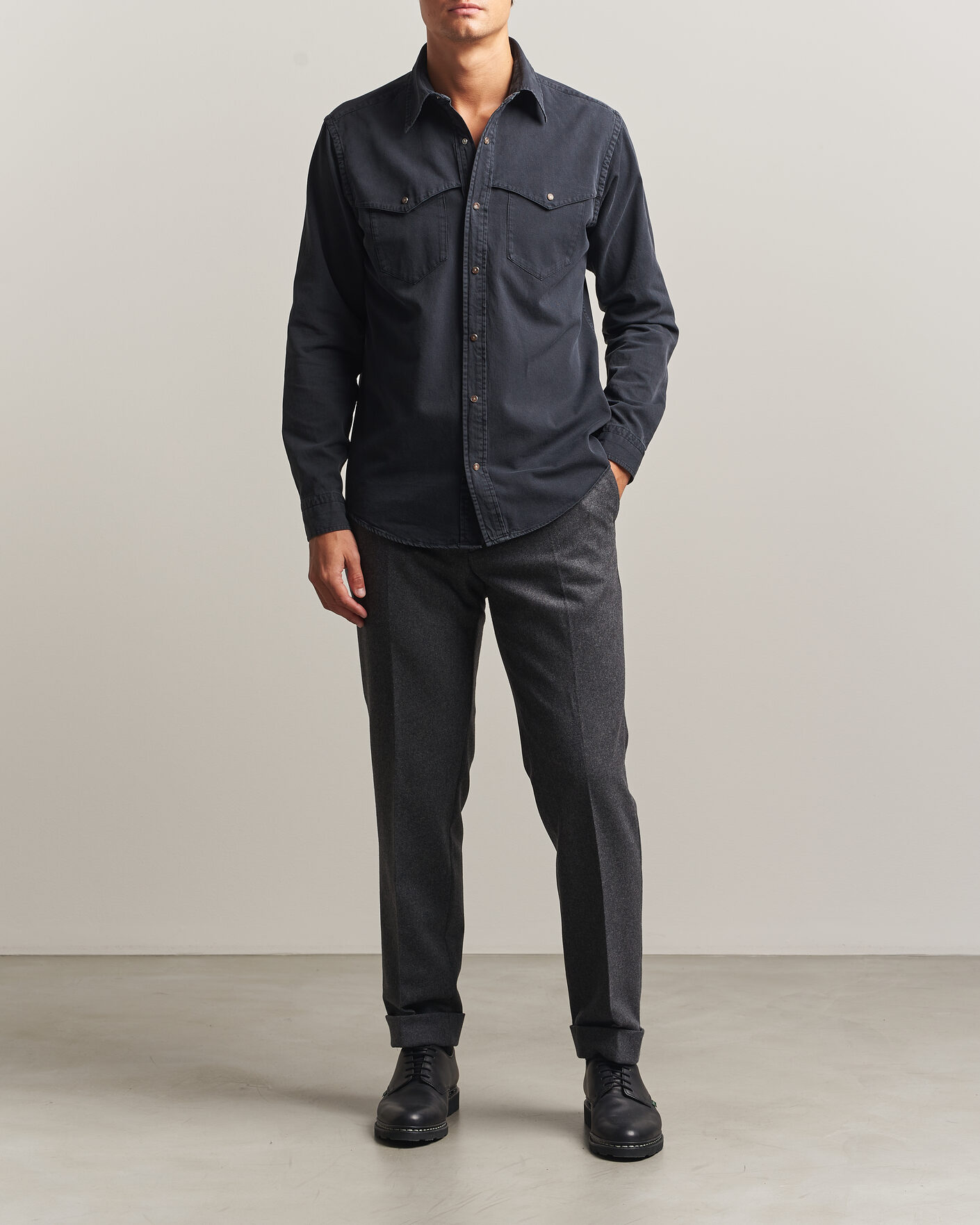 Herre | Skjorter | Eton | Indigo Western Shirt Black