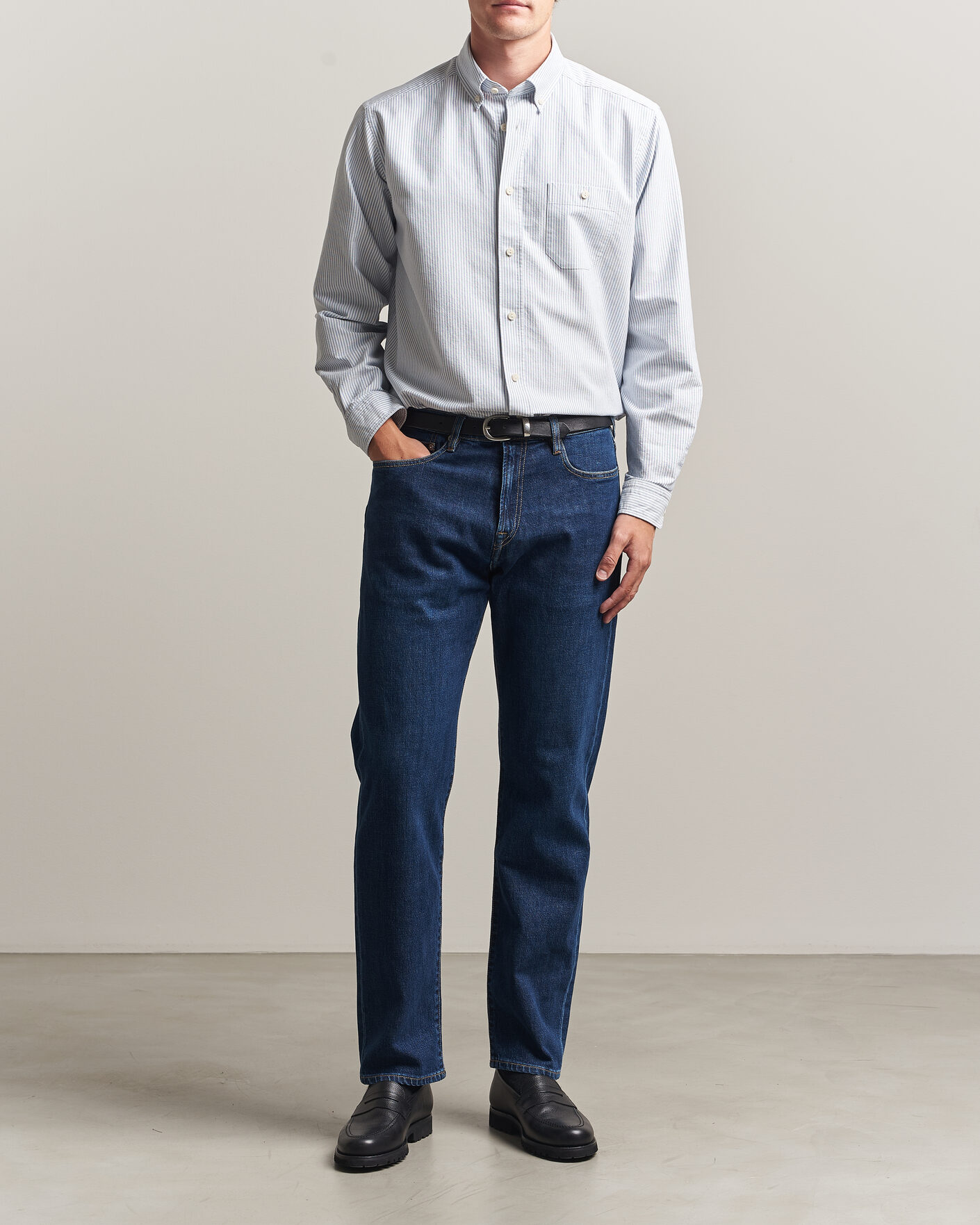 Herre | Skjorter | Eton | Regular Fit Ivy Oxford Striped Shirt Mid Blue
