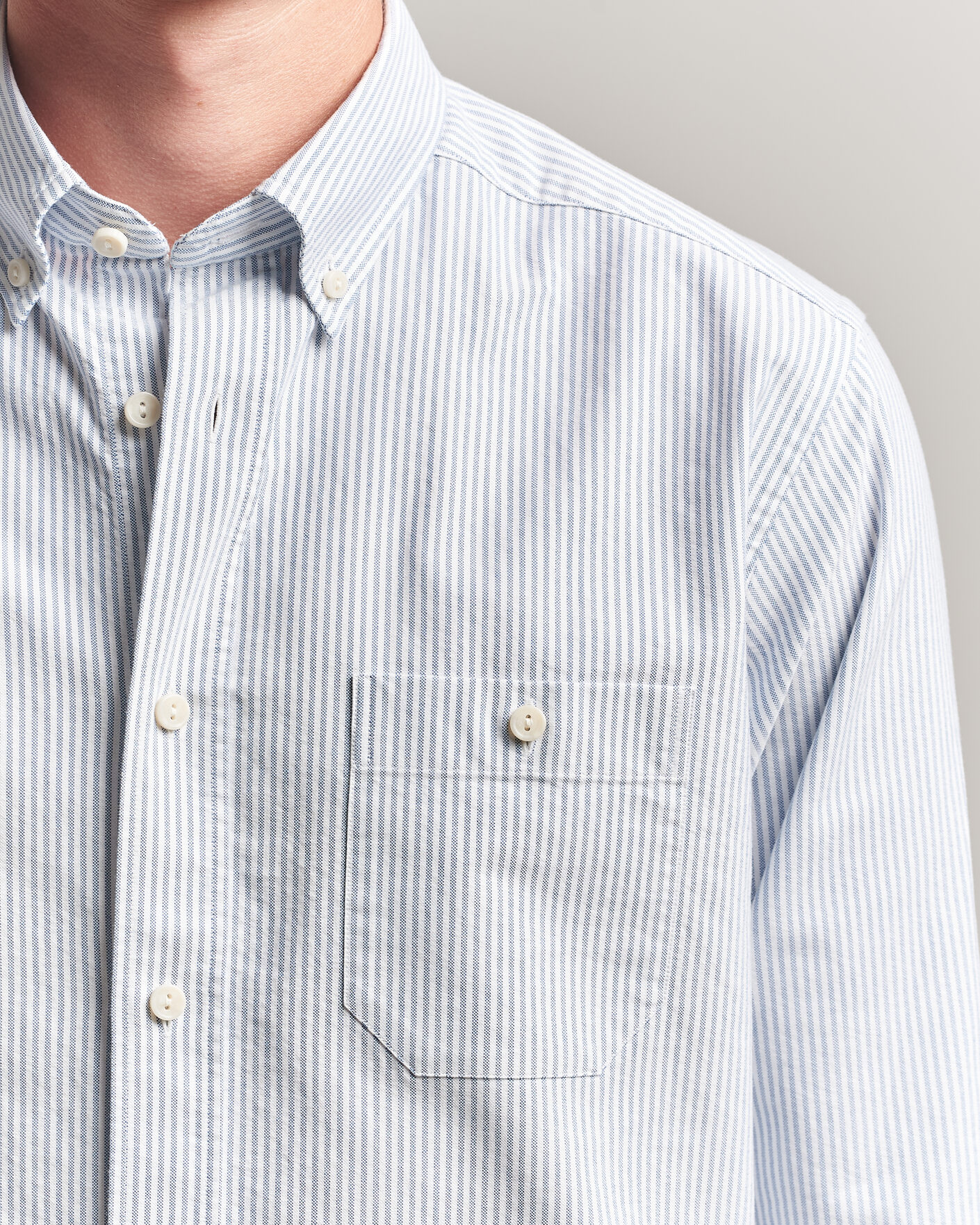 Herre | Skjorter | Eton | Regular Fit Ivy Oxford Striped Shirt Mid Blue