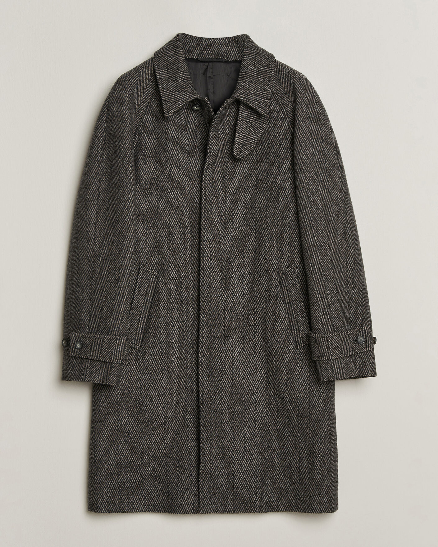 Herre | Jakker | Eton | Wool/Cashmere Herringbone Raglan Coat Dark Brown