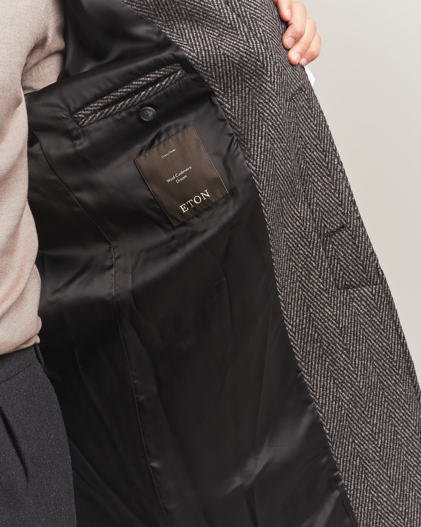 Herre | Jakker | Eton | Wool/Cashmere Herringbone Raglan Coat Dark Brown