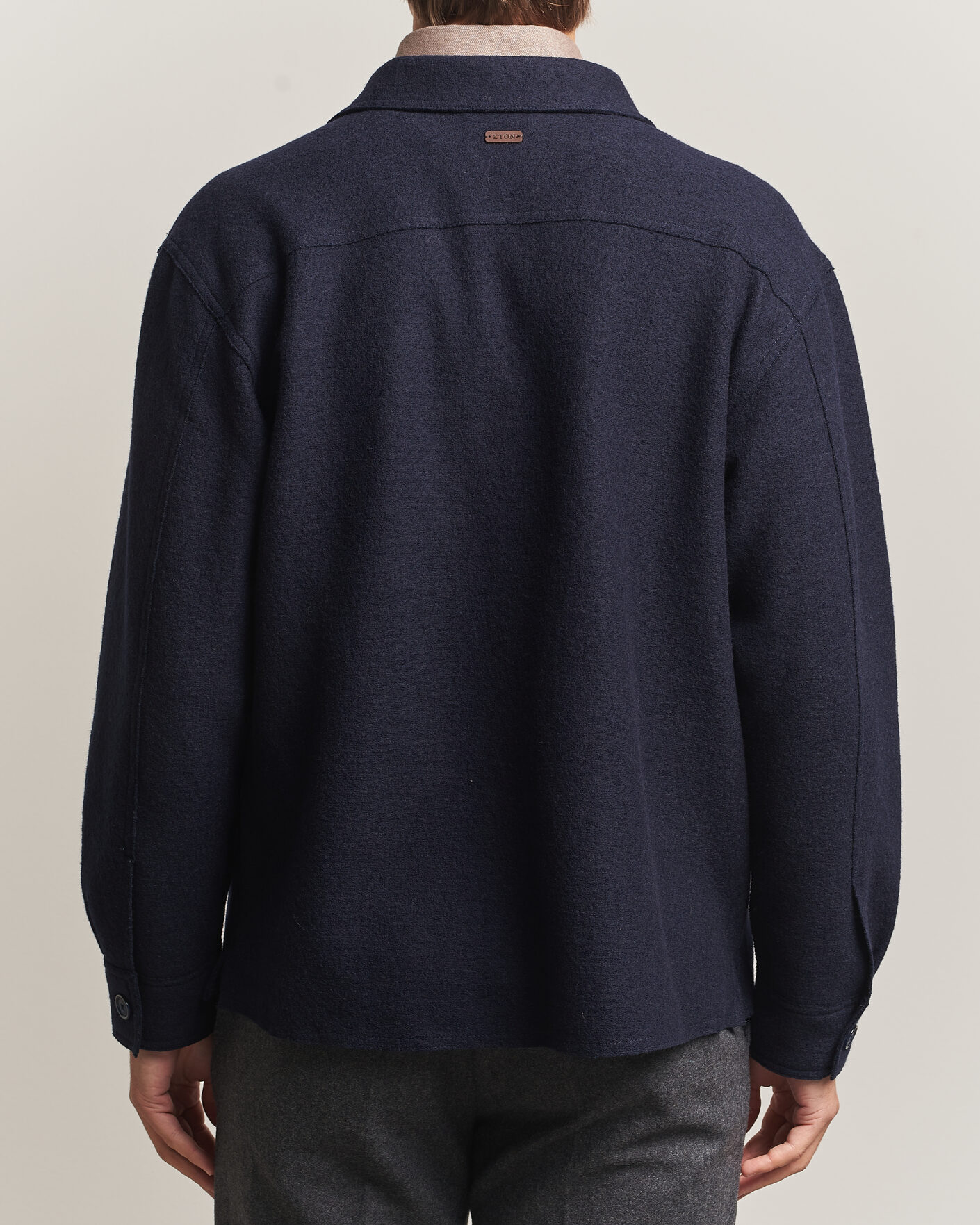 Herre | Jakker | Eton | Boiled Wool Shirt Jacket Navy Blue
