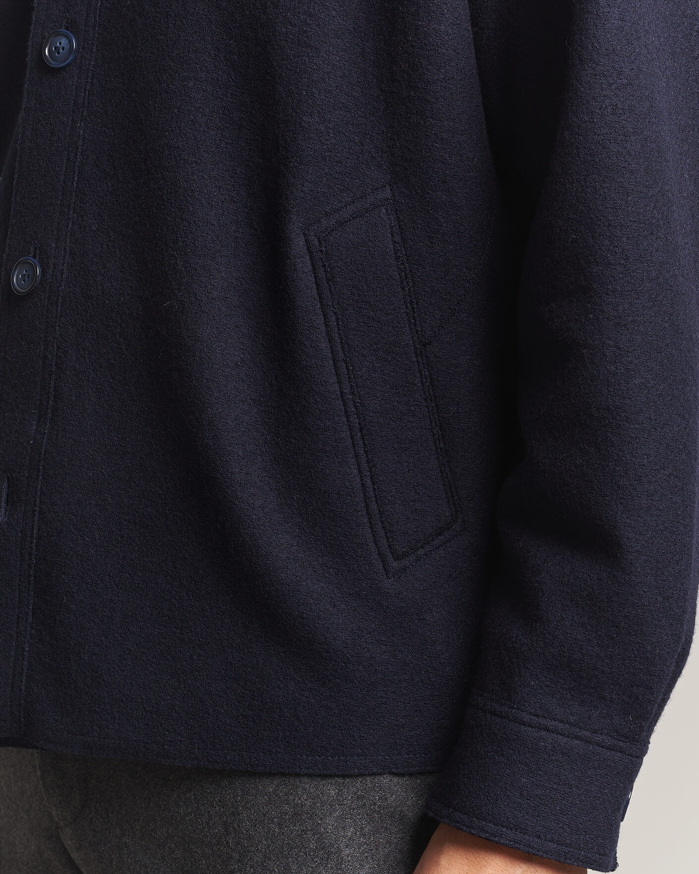 Herre | Jakker | Eton | Boiled Wool Shirt Jacket Navy Blue