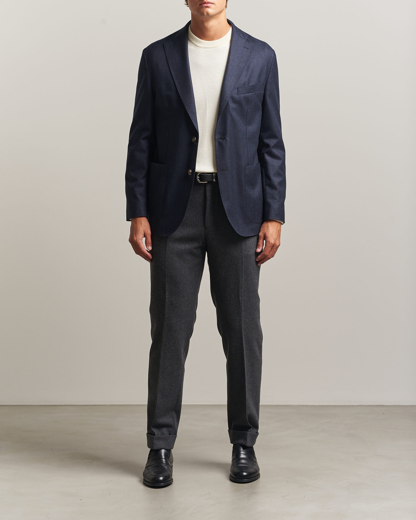 Herre | Dressjakker | Eton | Wool Flannel Soft Jacket Navy Blue
