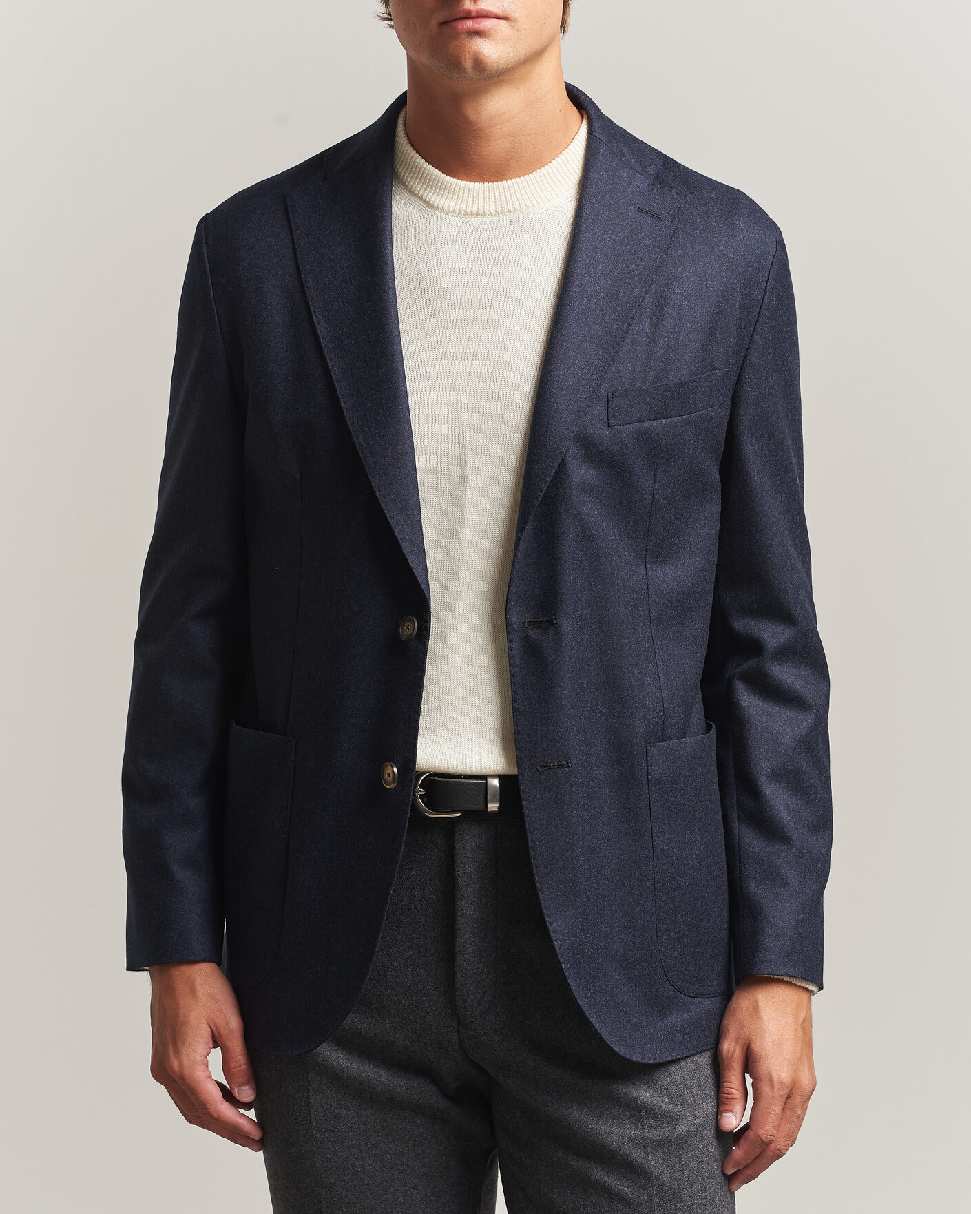Herre | Dressjakker | Eton | Wool Flannel Soft Jacket Navy Blue