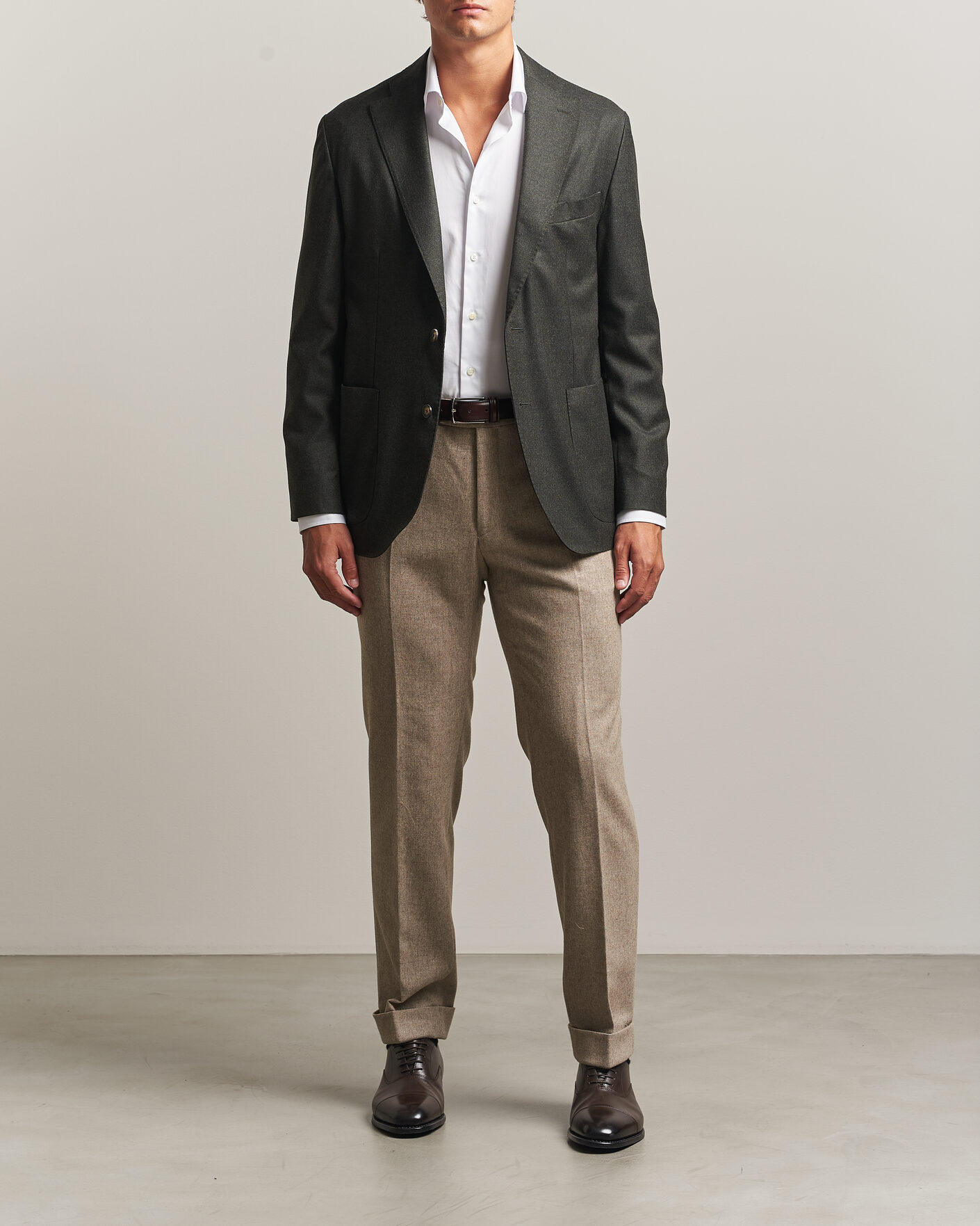 Herre | Dressjakker | Eton | Wool Flannel Soft Jacket Dark Green