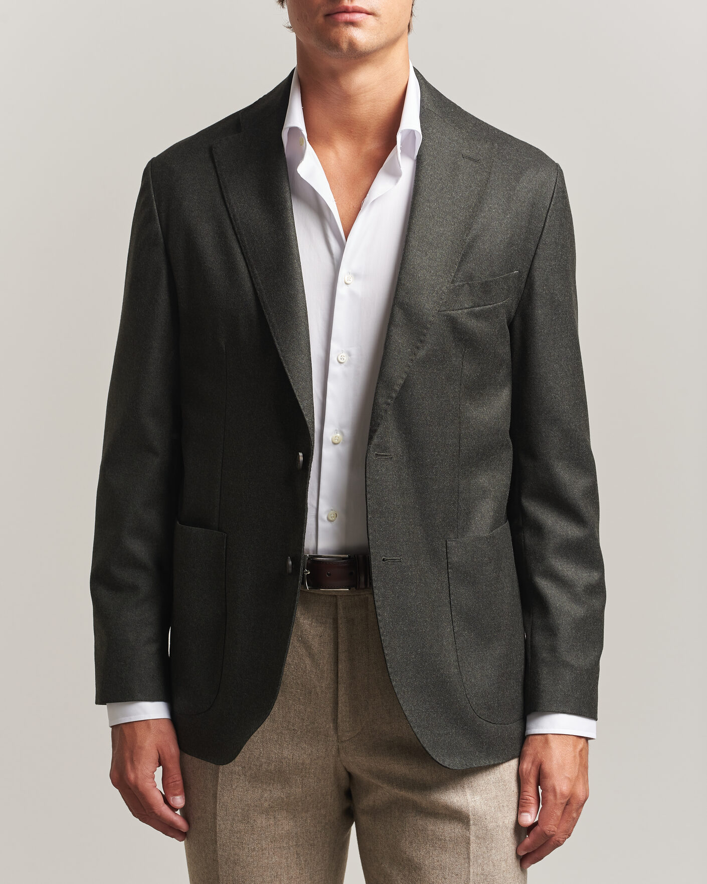 Herre | Dressjakker | Eton | Wool Flannel Soft Jacket Dark Green