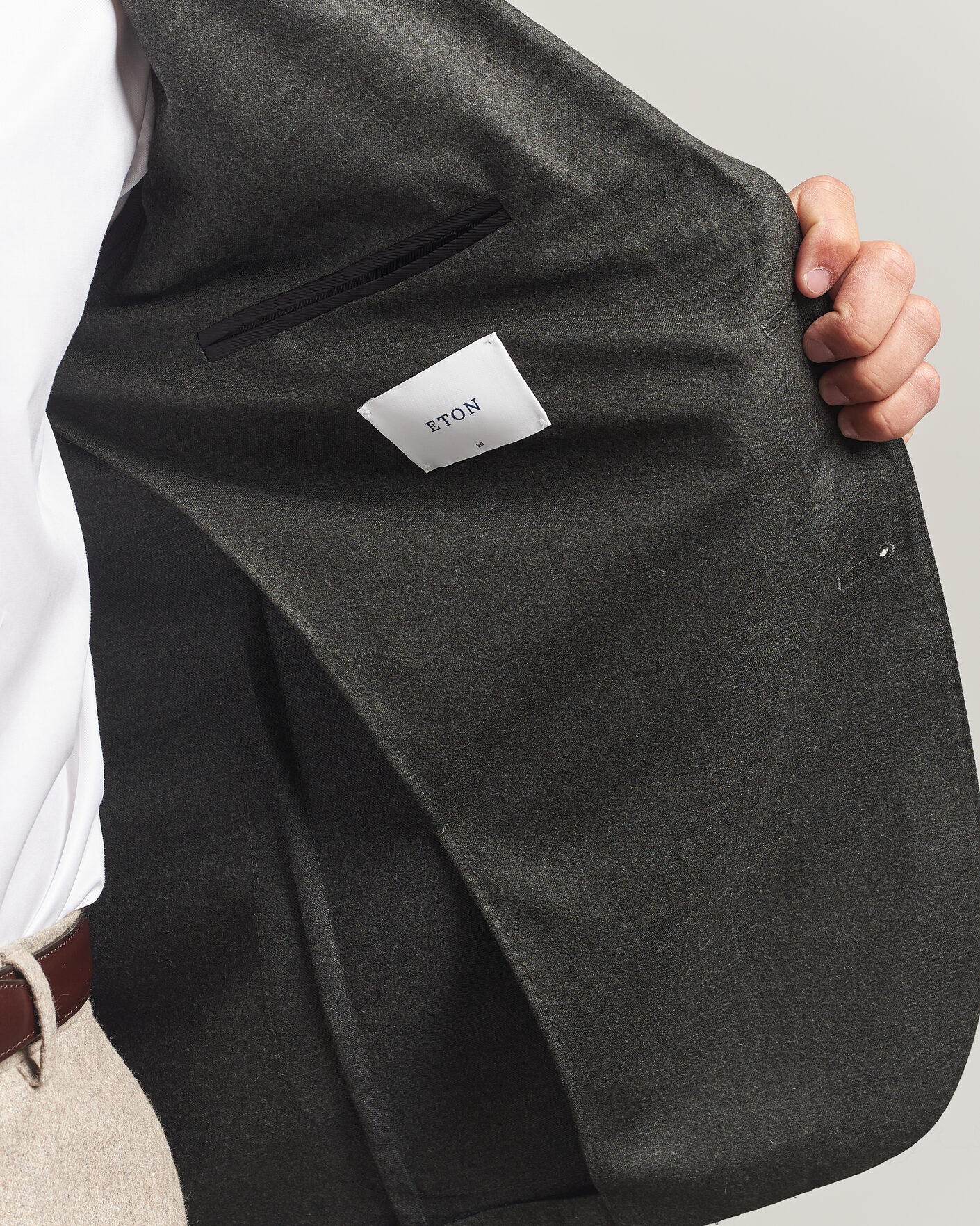 Herre | Dressjakker | Eton | Wool Flannel Soft Jacket Dark Green