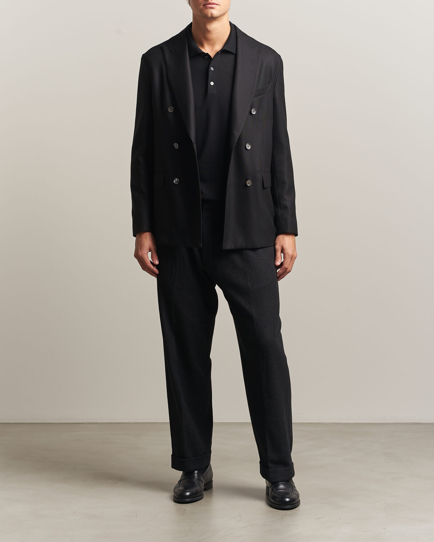 Herre | Dressjakker | Eton | Double Breasted Hopsack Soft jacket Black
