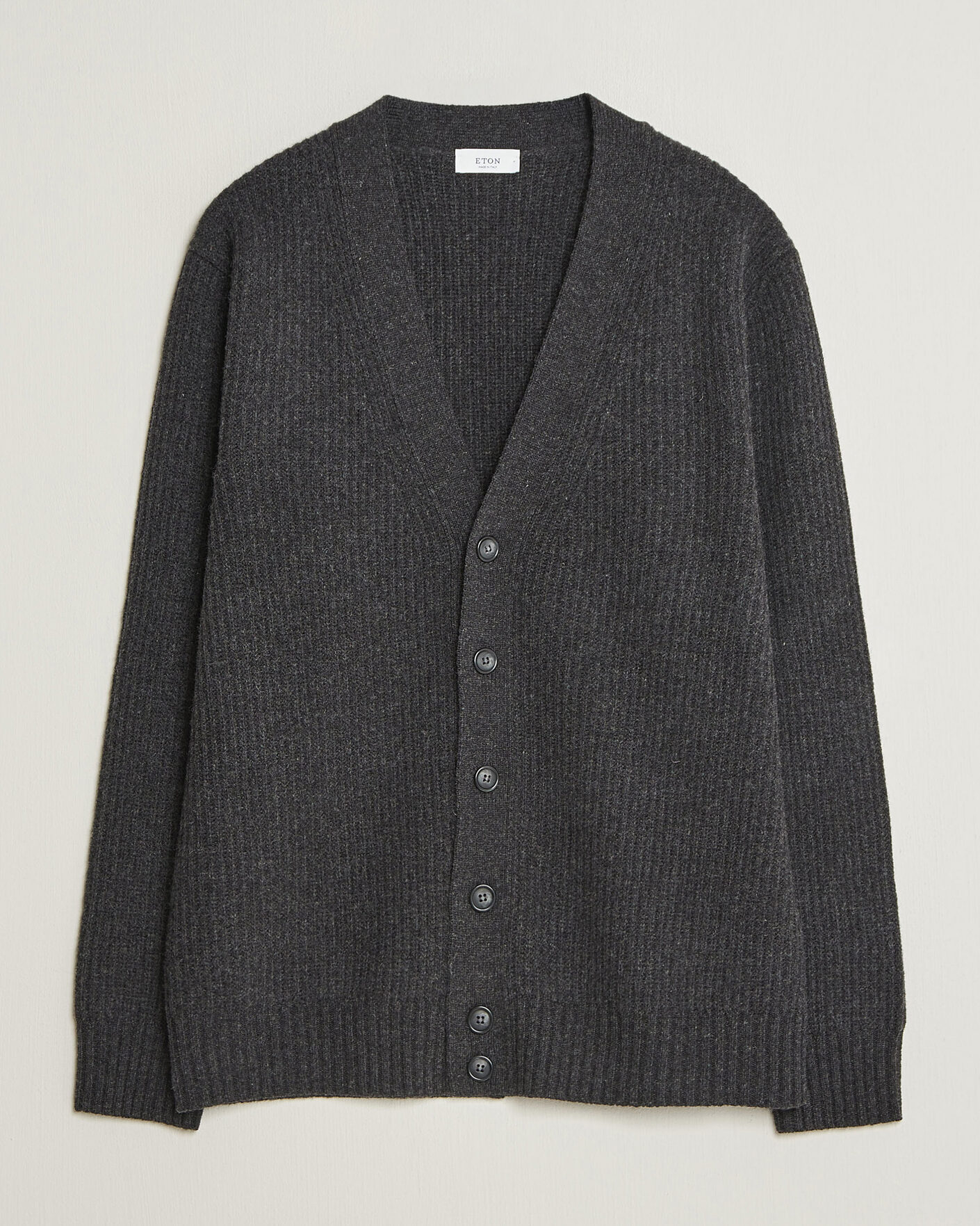 Herre | Gensere | Eton | Merino Wool Rib Cardigan Dark Grey