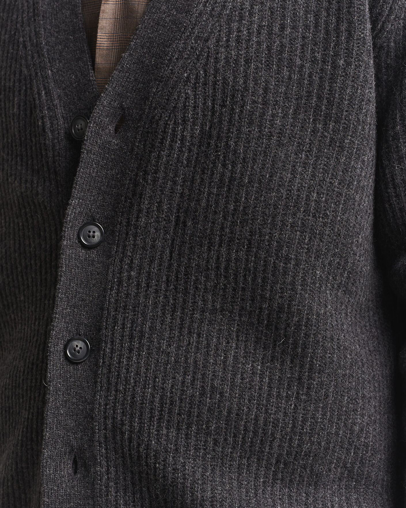 Herre | Gensere | Eton | Merino Wool Rib Cardigan Dark Grey