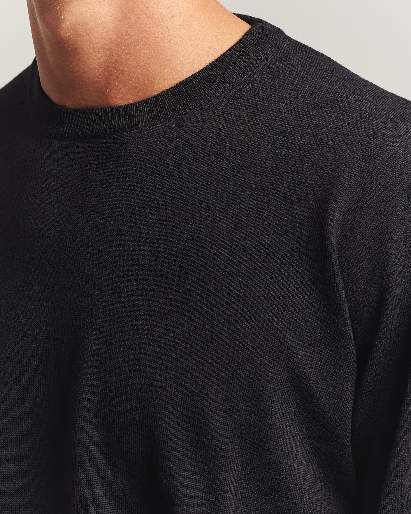 Herre | Gensere | Eton | Merino Wool Knitted Crew Neck Black