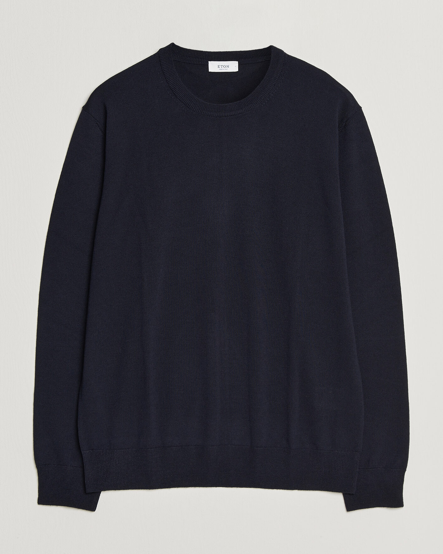 Herre | Gensere | Eton | Merino Wool Knitted Crew Neck Navy Blue