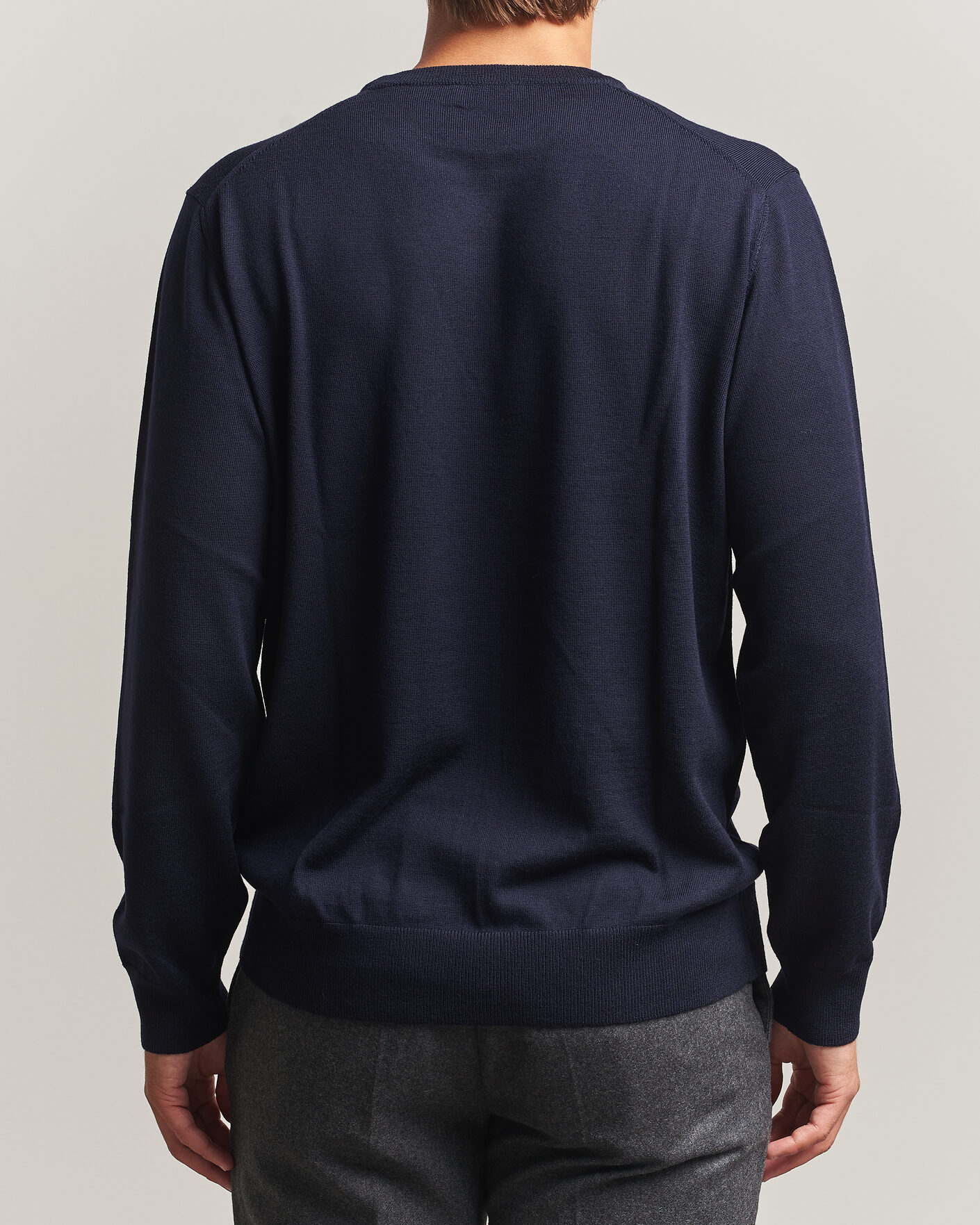 Herre | Gensere | Eton | Merino Wool Knitted Crew Neck Navy Blue
