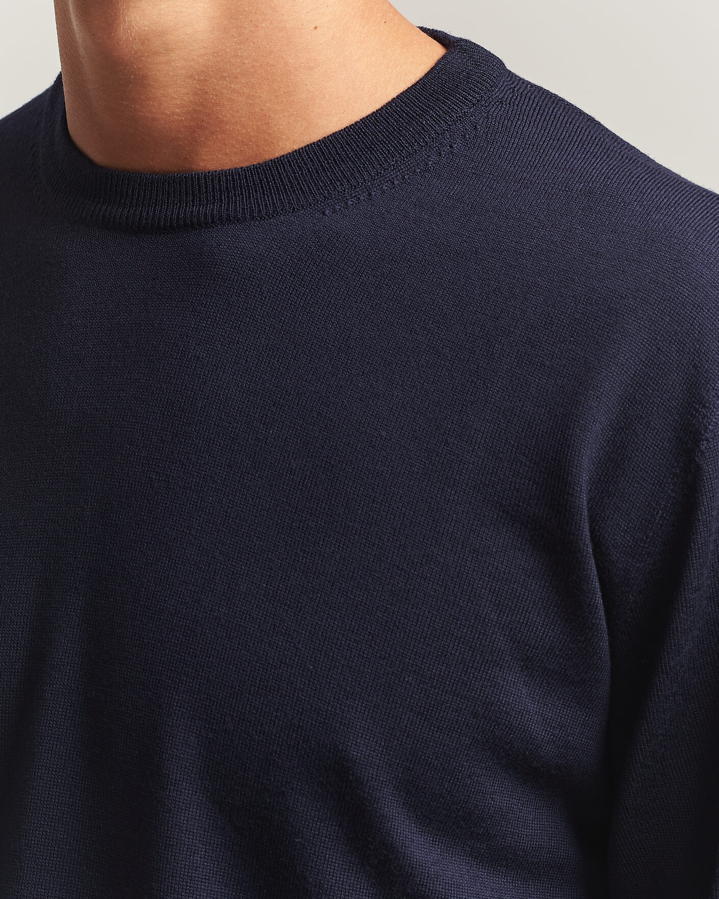 Herre | Gensere | Eton | Merino Wool Knitted Crew Neck Navy Blue