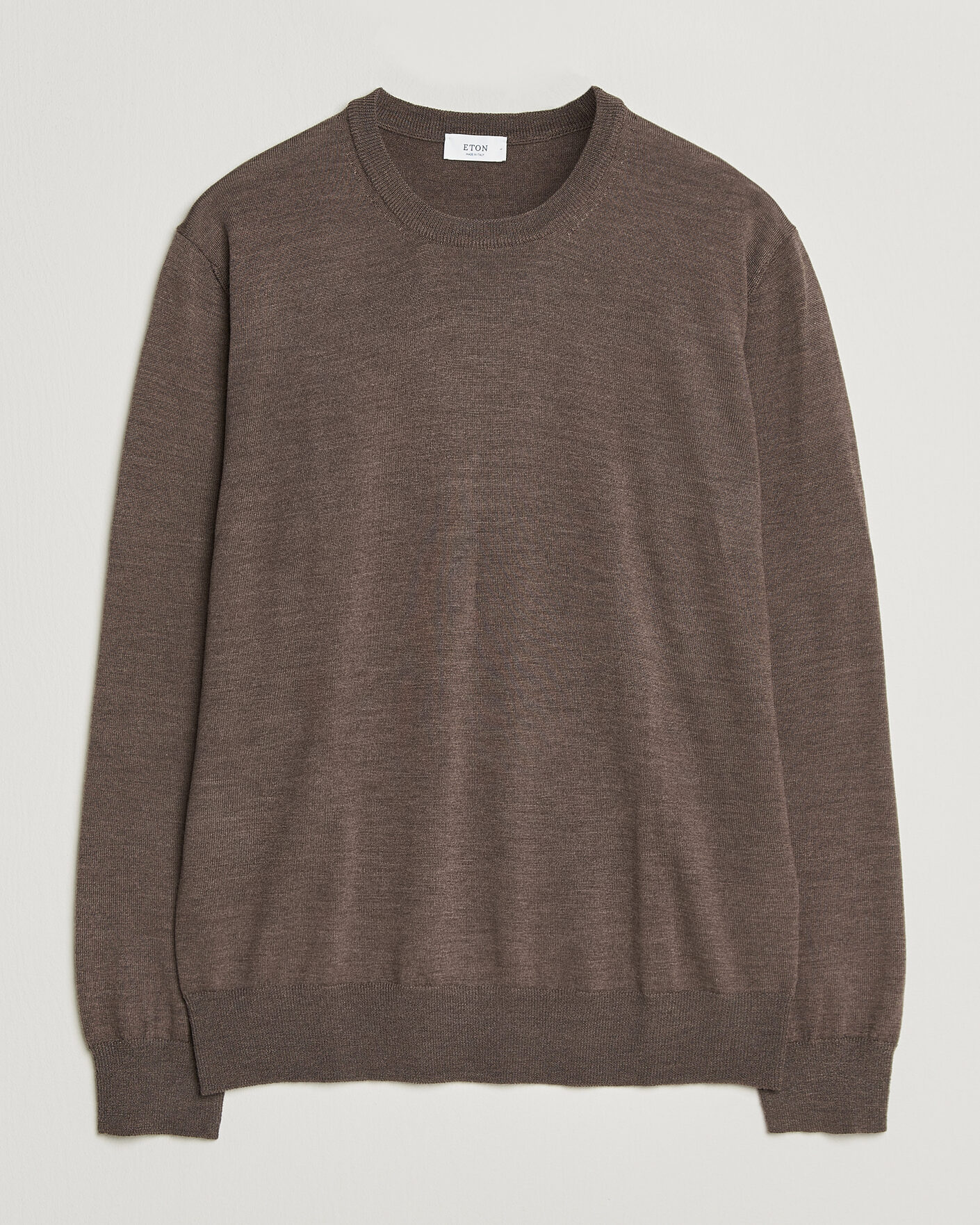 Herre | Gensere | Eton | Merino Wool Knitted Crew Neck Dark Brown