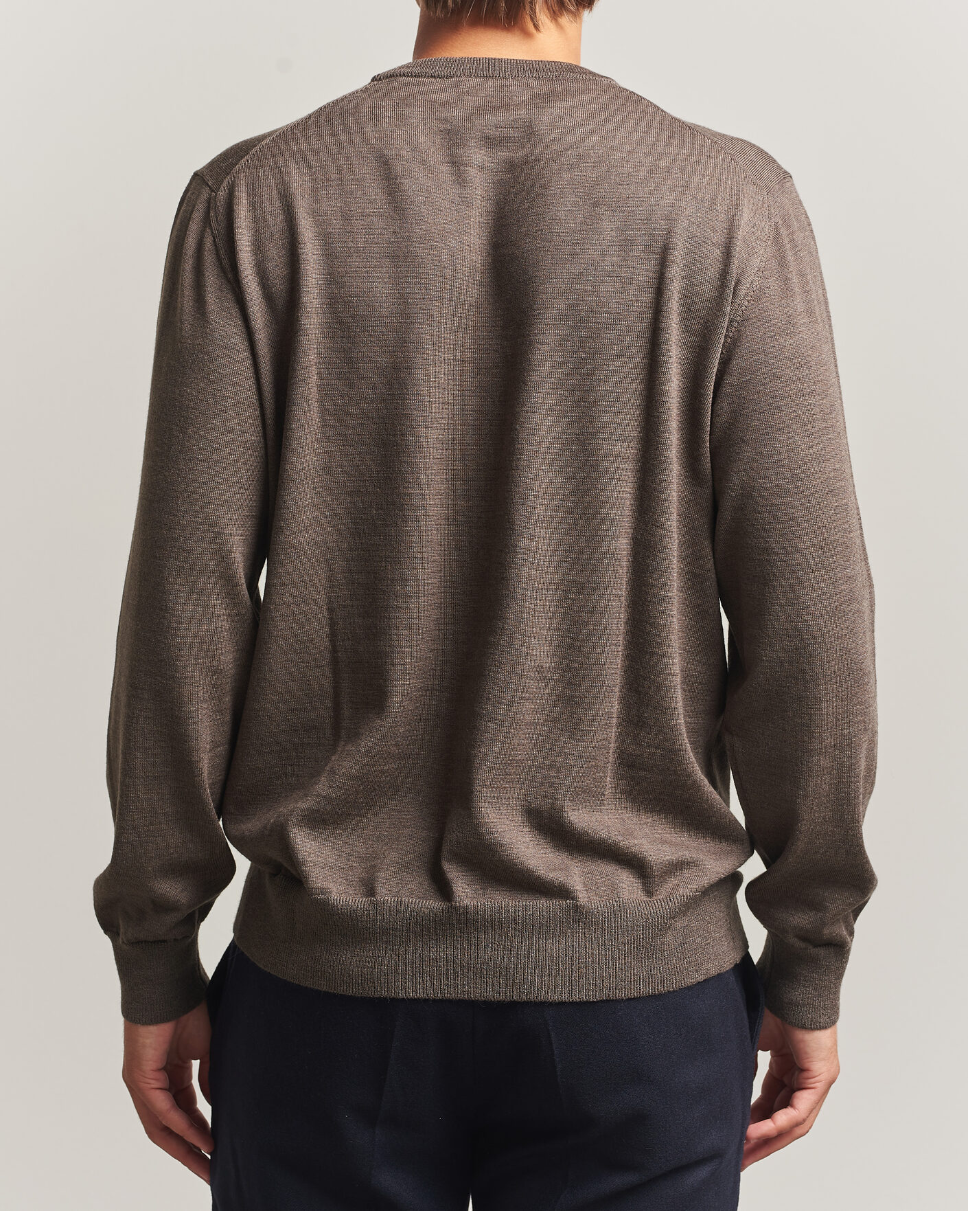 Herre | Gensere | Eton | Merino Wool Knitted Crew Neck Dark Brown