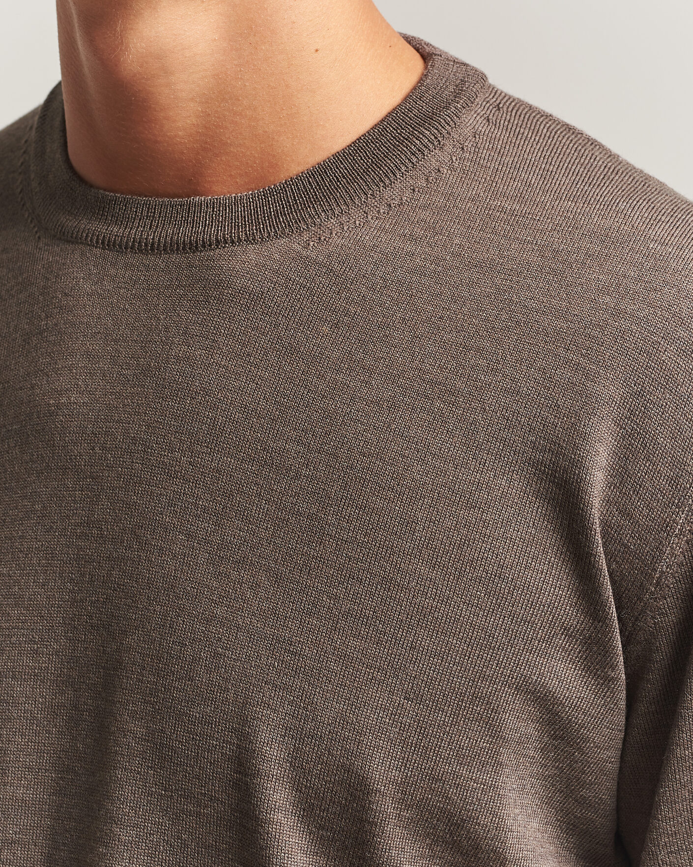 Herre | Gensere | Eton | Merino Wool Knitted Crew Neck Dark Brown