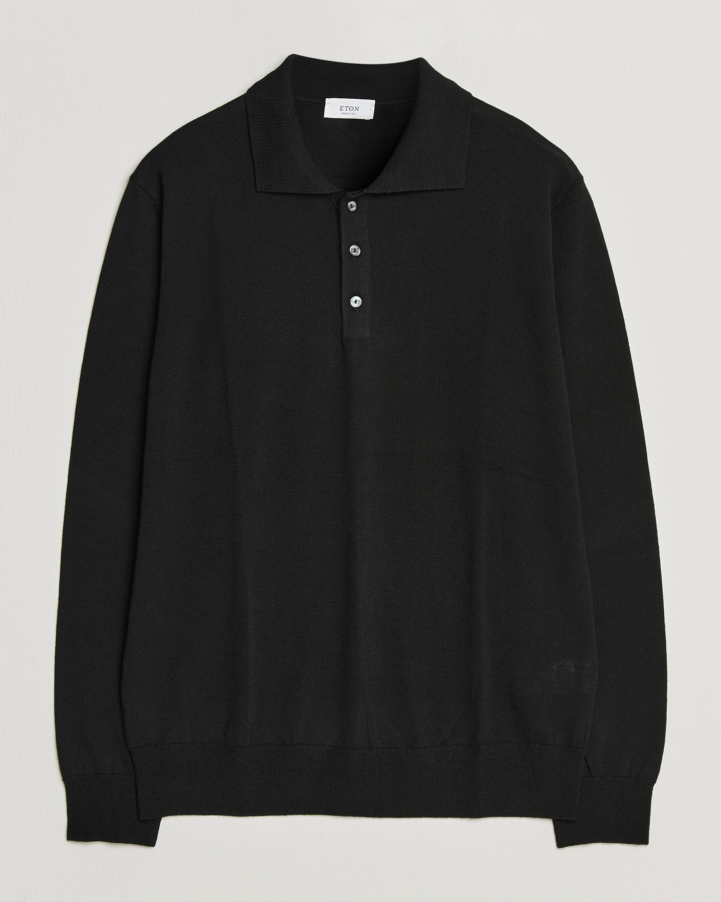 Herre | Gensere | Eton | Merino Wool Knitted Polo Black