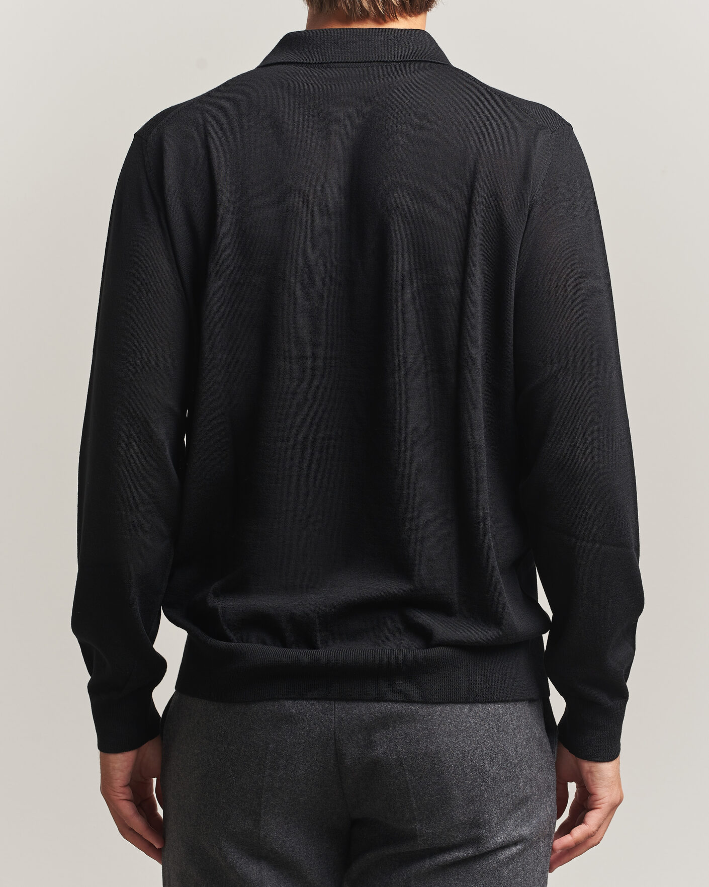 Herre | Gensere | Eton | Merino Wool Knitted Polo Black